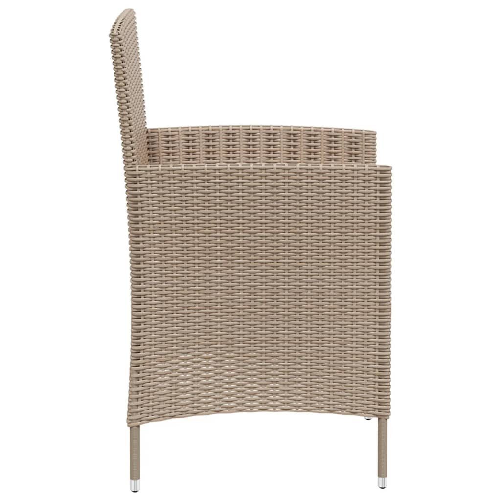 vidaXL Gartenstuhl Gartenstühle Beige 2 Rattan mit Poly Stk Kissen