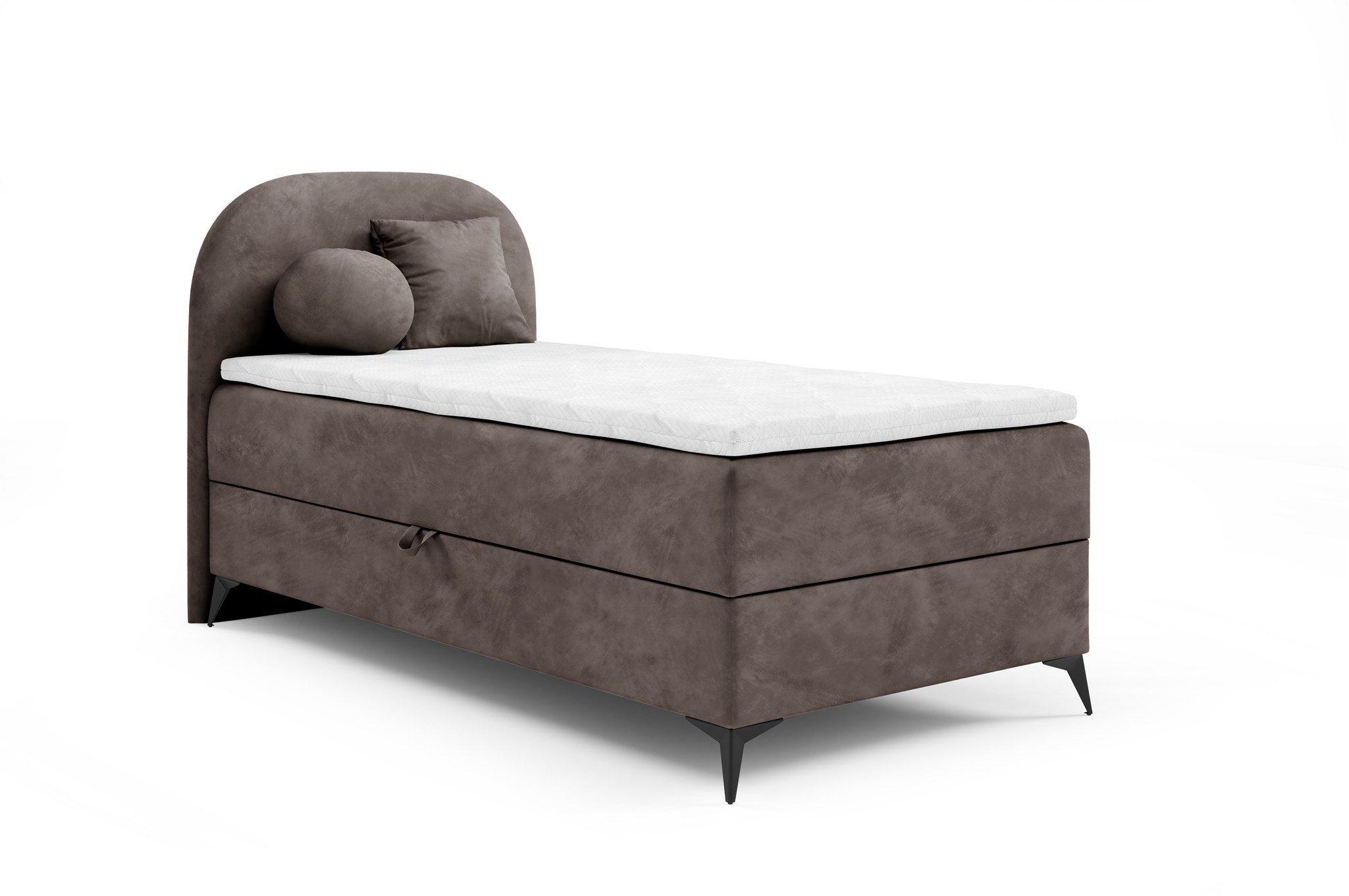 Fun Möbel Boxbett Gästebett GORGIA Stoff Jasmin (Füße ca. 13cm hoch, Bettkastenseite wählbar), Inkl. 2 Zierkissen