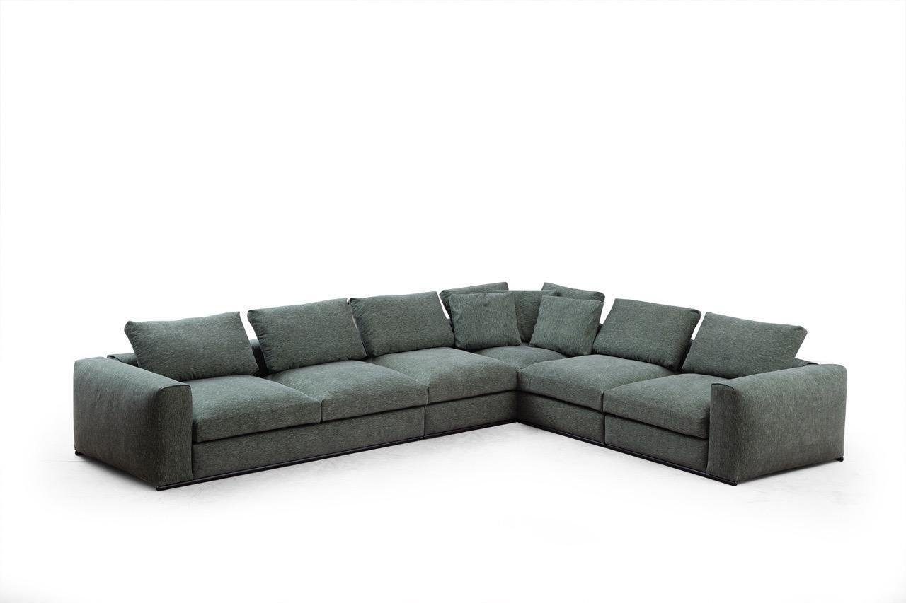 Teile, mit Moderne Couch Textil Ecksofa Ecksofa JVmoebel grün, in L-Form Neu Made 1 Europa Holz Wohnlandschaft