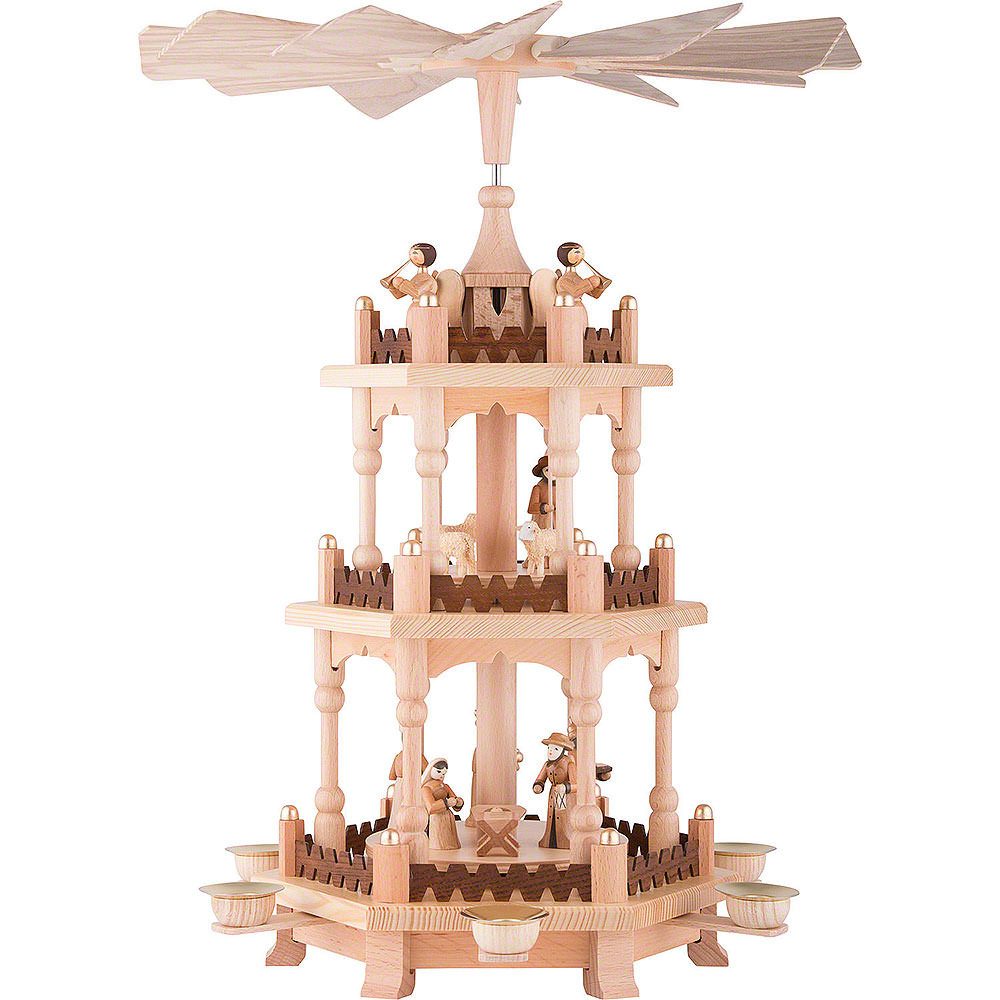 Seiffener Kunsthandwerk Theo Lorenz Weihnachtspyramide 3-stöckige Pyramide Zur Weihnacht (45cm) von Theo Lorenz Kunsthandwerk