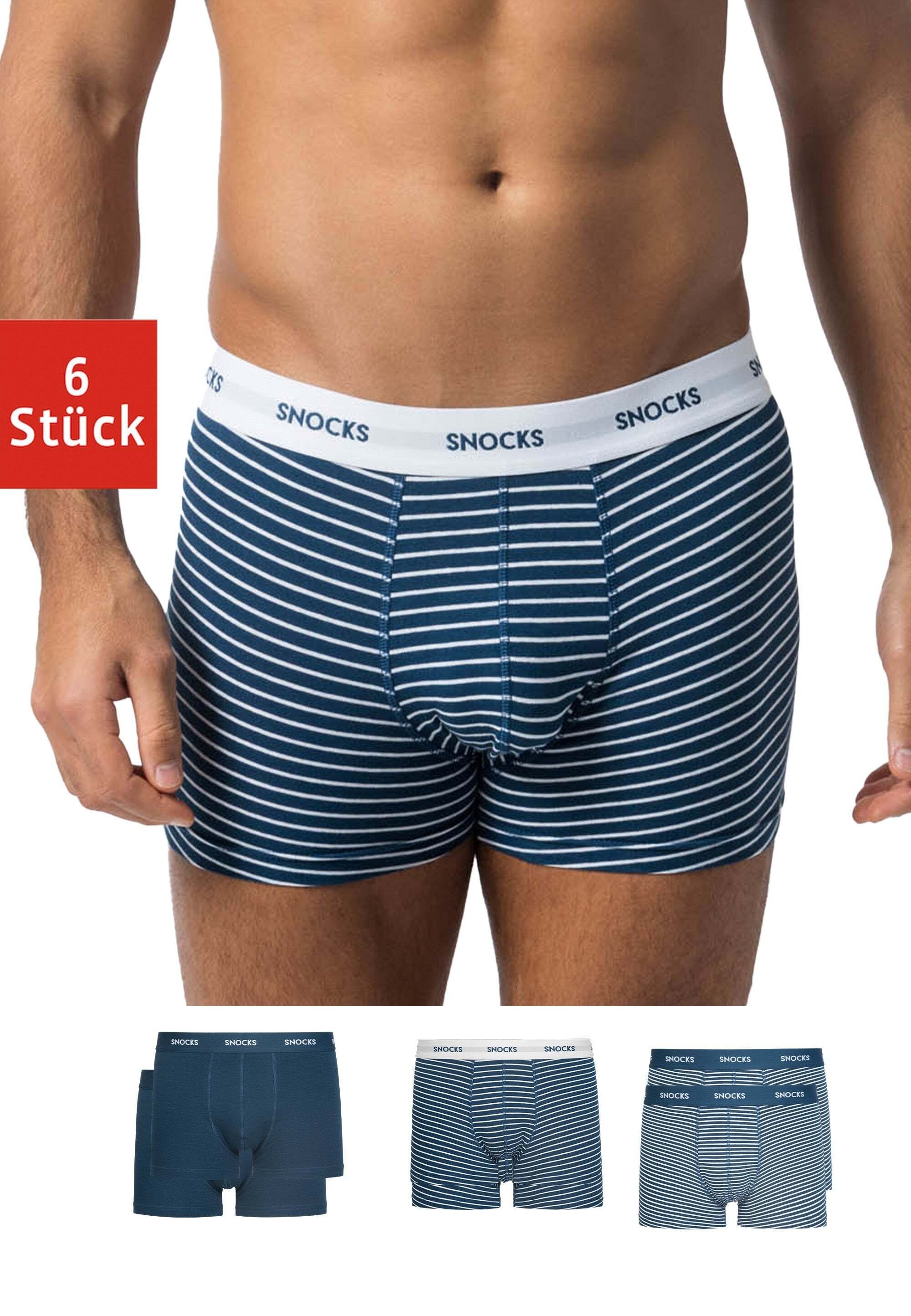 SNOCKS Boxershorts Enge Pants Herren Unterhose mit Streifen (6-St) aus Bio- günstig online kaufen
