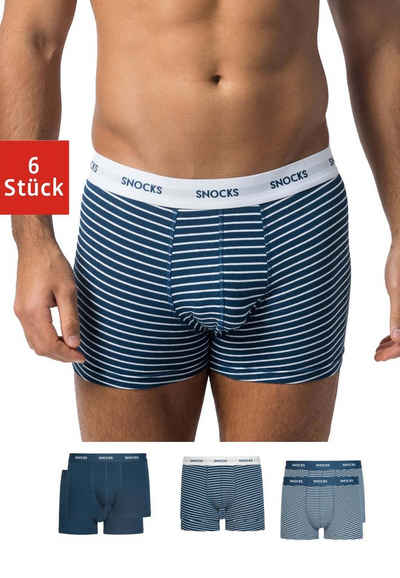 SNOCKS Boxershorts Enge Pants Herren Unterhose mit Print (6-St) aus Bio-Baumwolle, ohne kratzenden Zettel