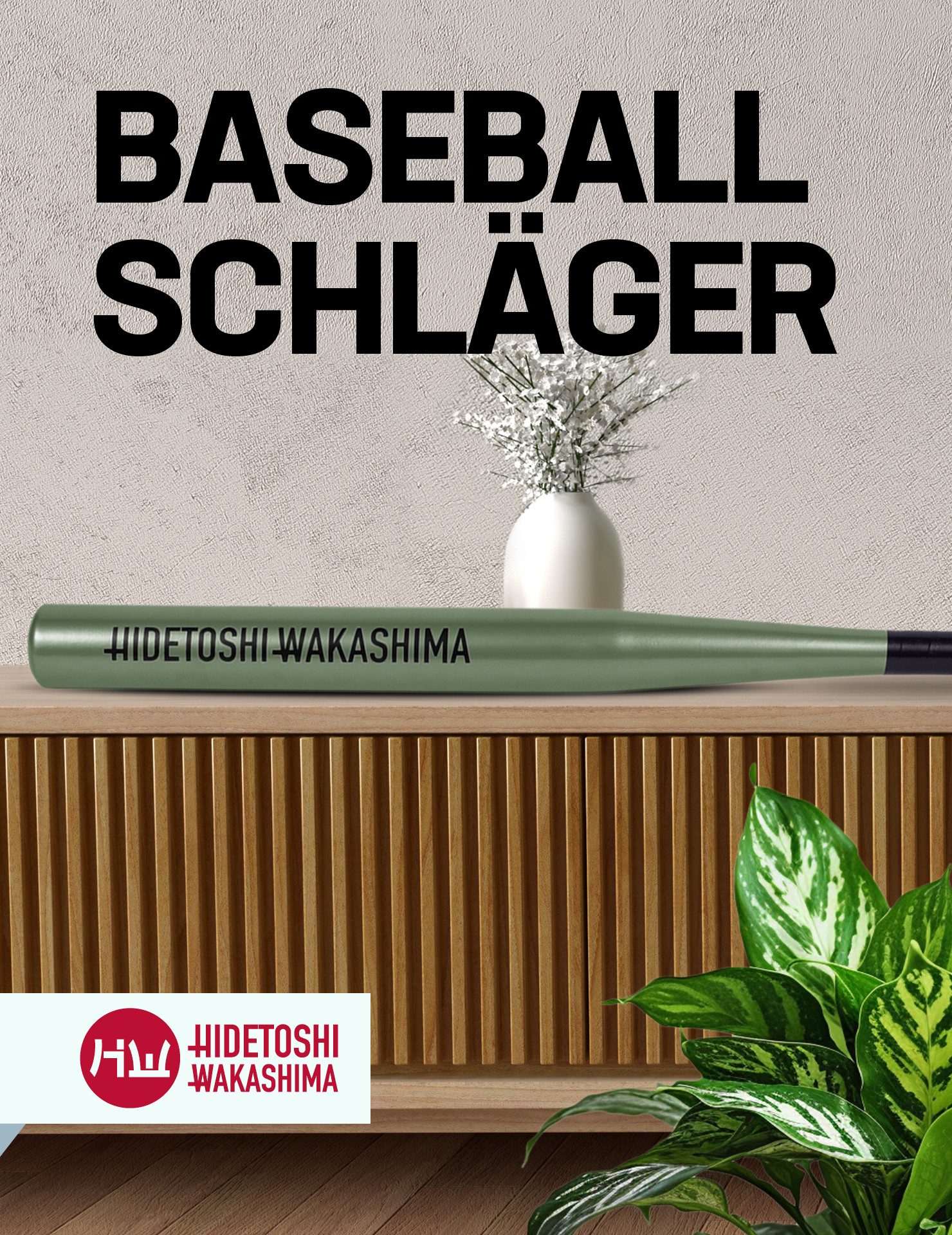 HIDETOSHI WAKASHIMA Baseballschläger "Tokyo", rostfreier legierter Stahl, (verschiedene Farben)