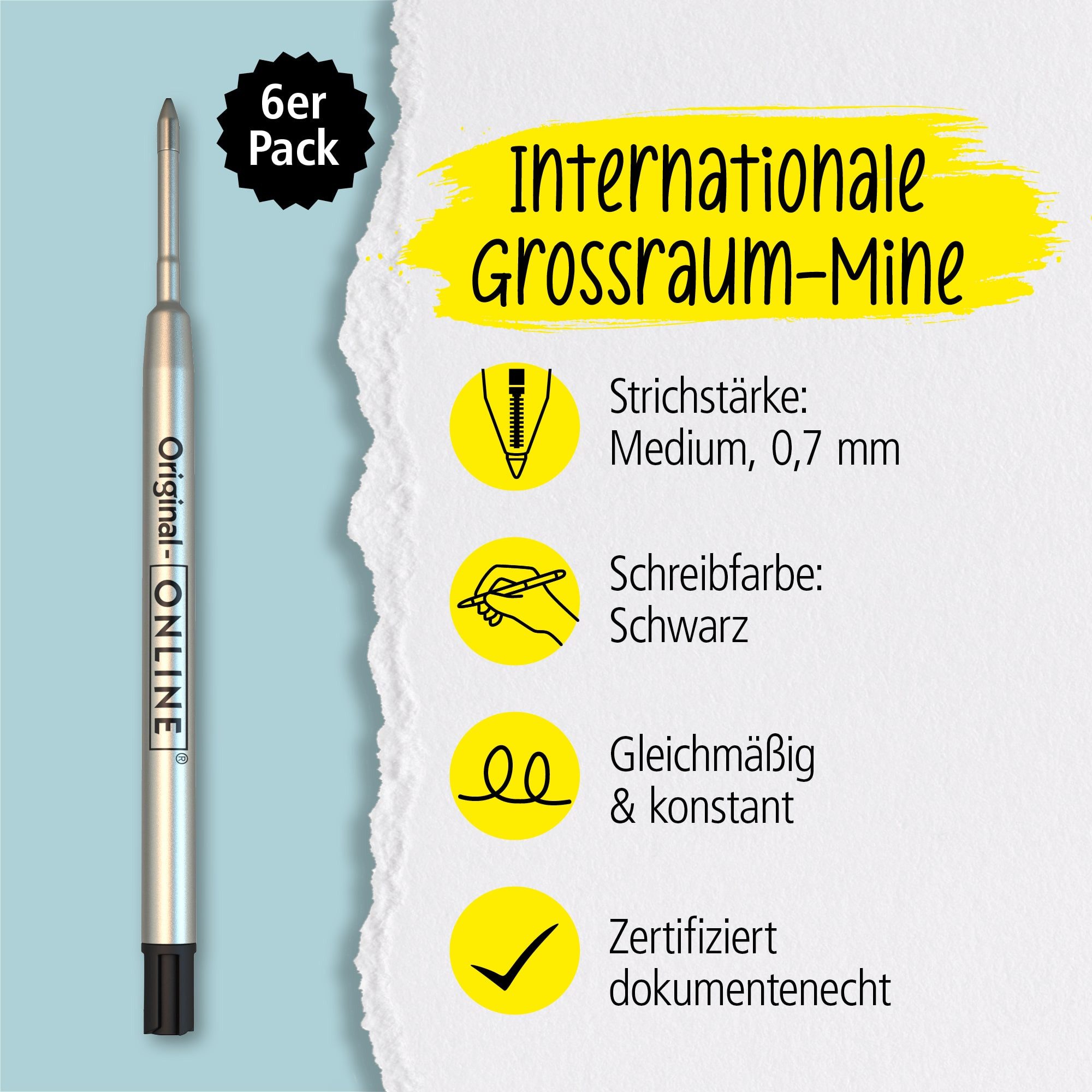 Online Pen Kugelschreiber Kugelschreiberminen, G2-Format, für Standard-Kugelschreiber, hergestellt in der Schweiz