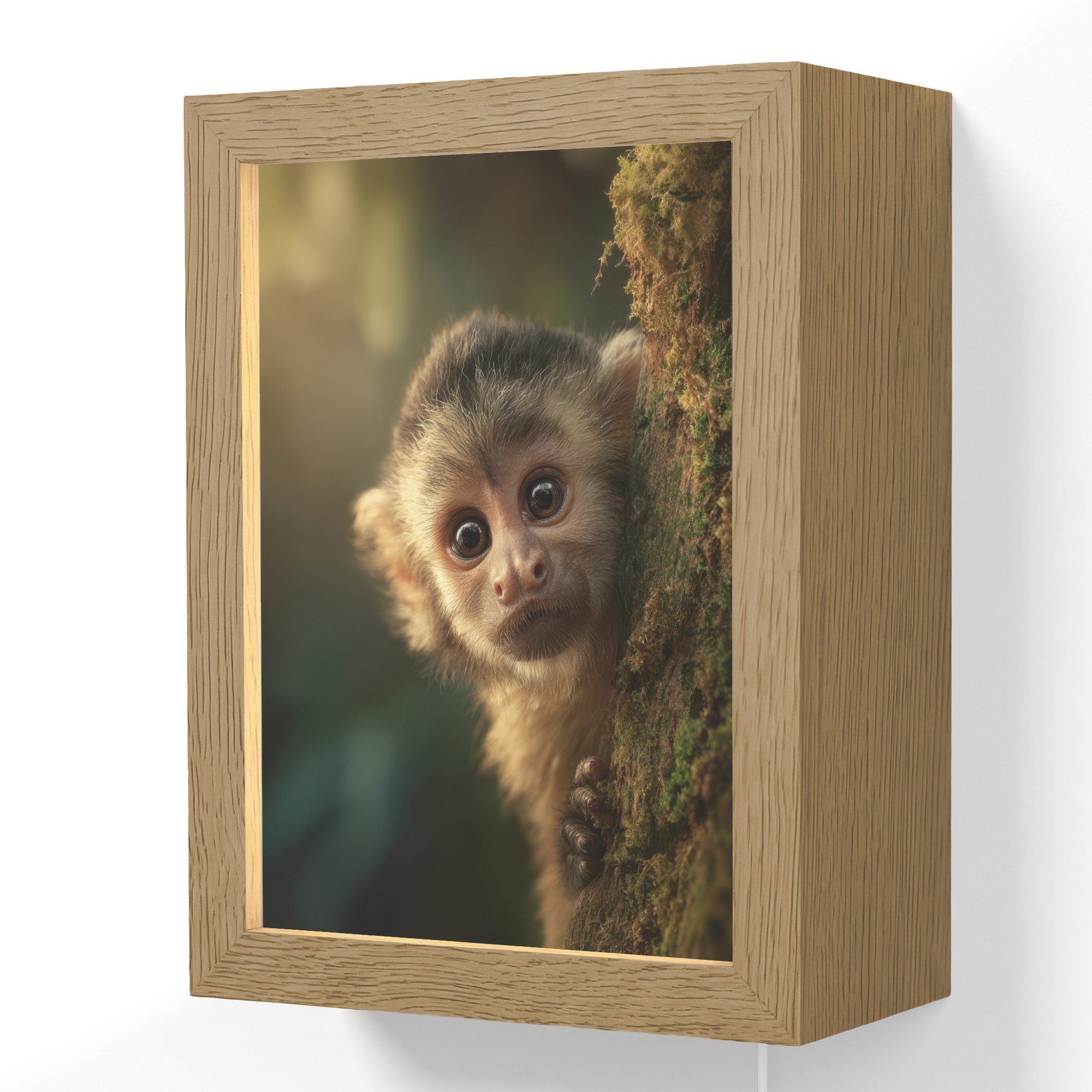 OnlyWow Wandleuchte Lightframe Affe - Baumstamm - Braun - Jungen, Dimmbar, Farbwechsel, LED, Warmweiß, Kaltweiß, Neutralweiß Einstellbar, Wandlampe Innen, Dimmbar, mit Kabel, LED, Beleuchtung, Wohnzimmer