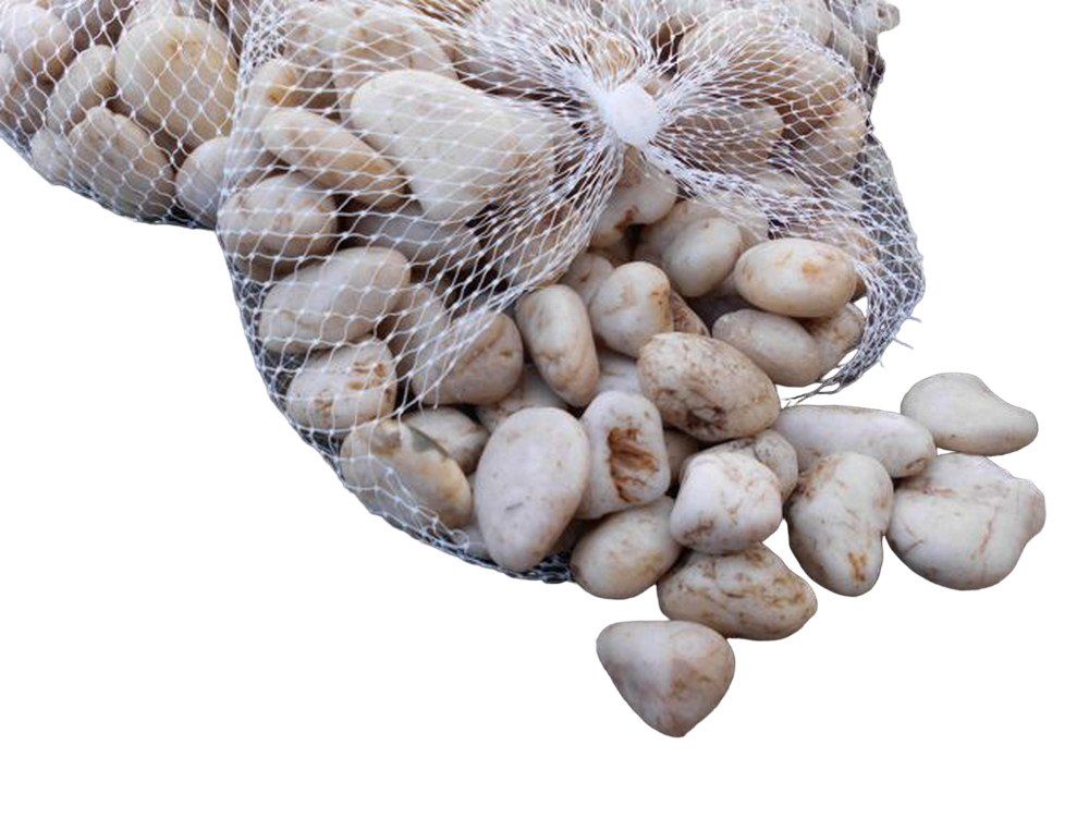 Dekosteine 3 Kilo Flusssteine Dekosteine Zierkies Flusskiesel creme 1-3 cm