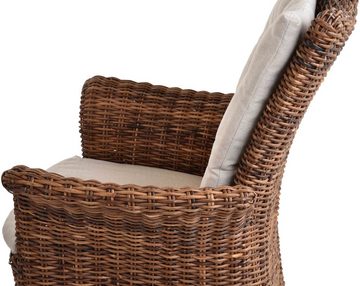 Krines Home Sitzgruppe Elegante Rattan Sitzgarnitur Rattanset Wintergarten (Braun Natur), (4-tlg), mit 2-Sitzer Bank Garnitur für 4 Personen