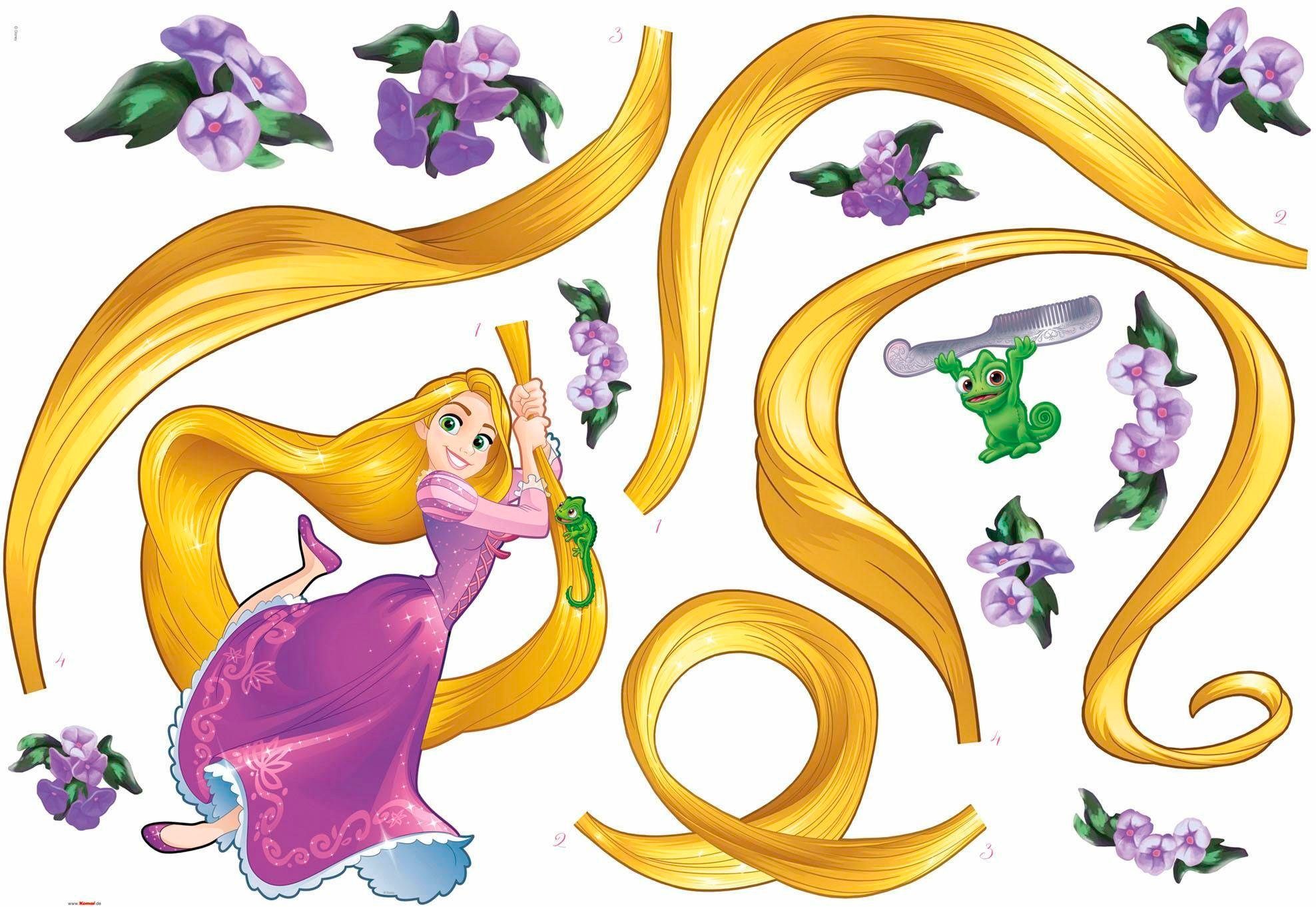 Komar Wandtattoo Rapunzel - Размер 100 x 70 cm, selbstklebend, Wandsticker, Kinderzimmer