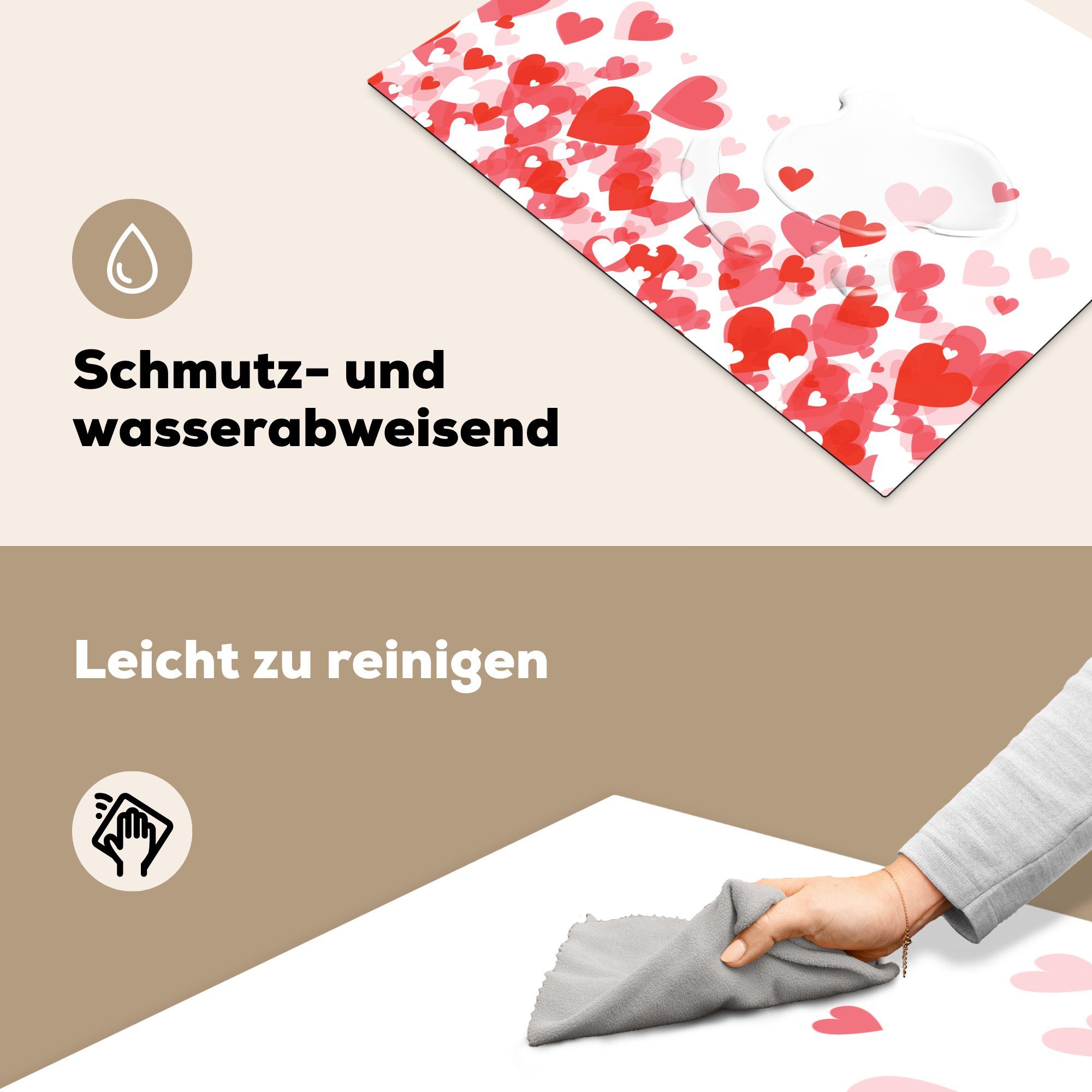 Arbeitsfläche MuchoWow Illustration Ceranfeldabdeckung Eine (1 Regens Mobile Herzen, der tlg), Vinyl, Herdblende-/Abdeckplatte cm, eines nutzbar, 70x52