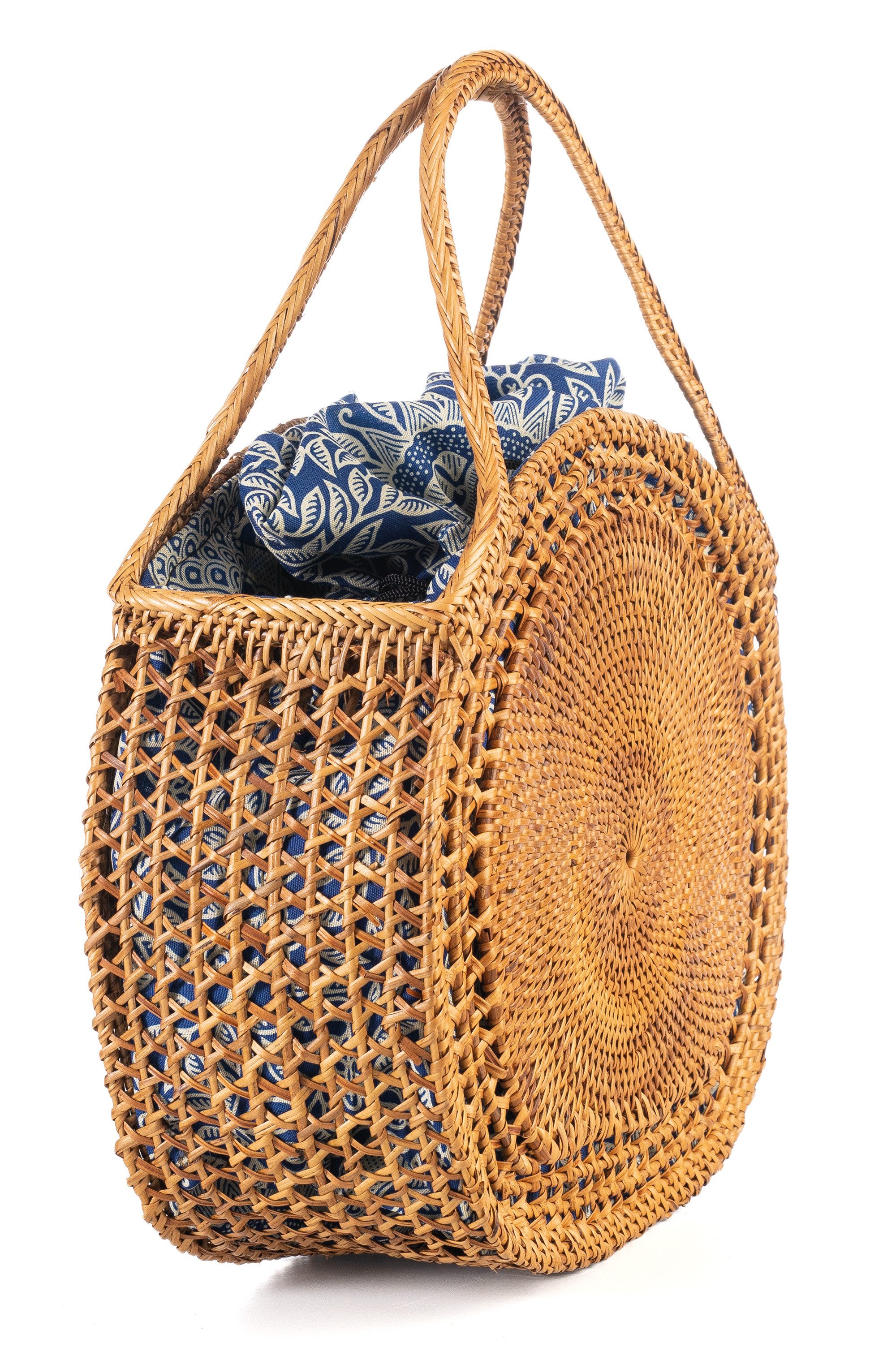 Der Trachtler Basttasche Korbtasche Bali Bag mit Stoffeinsatz, handgefertigt in Bali – Bild 2 von 5