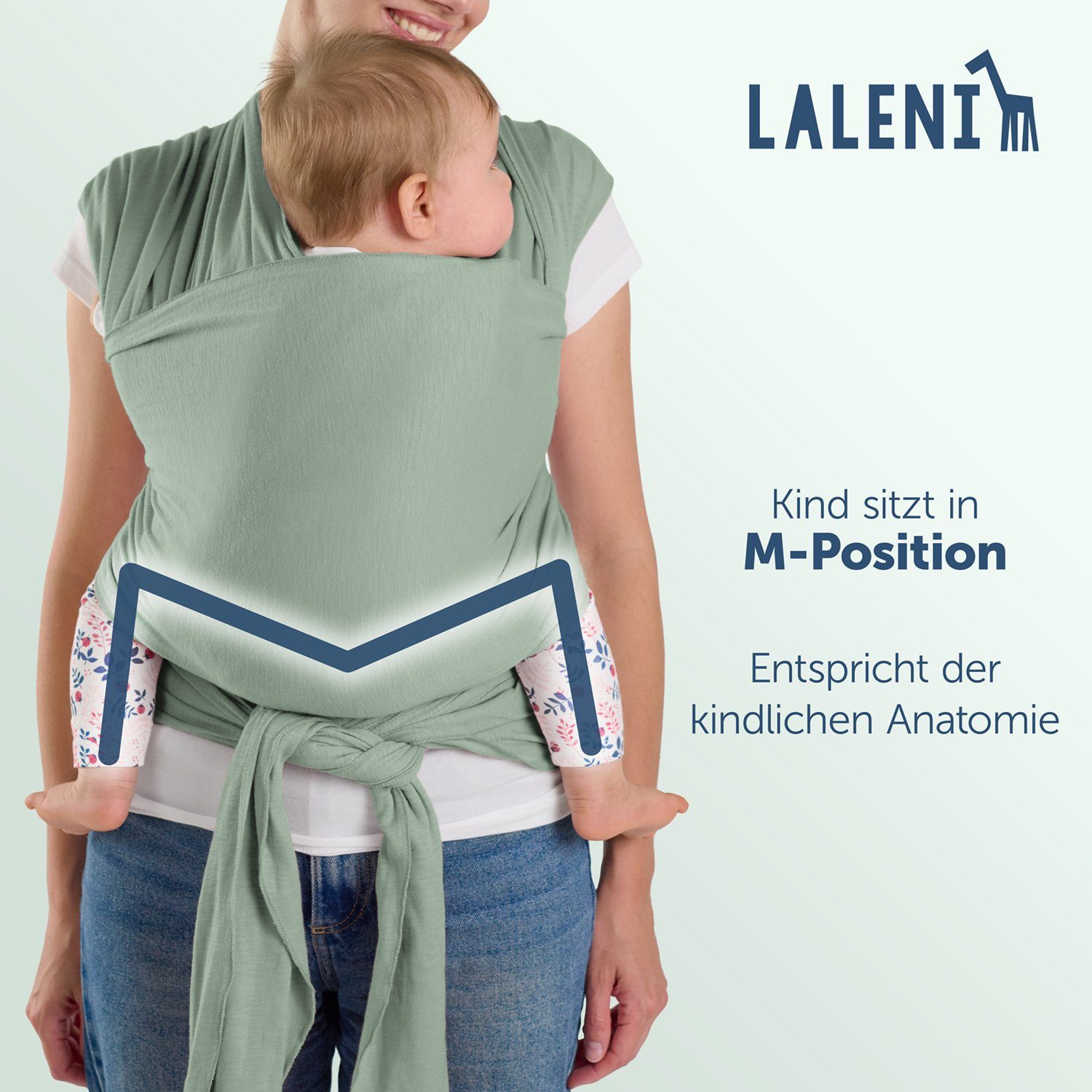 Laleni Tragetuch für Neugeborene bis 15kg - 100% weiche Baumwolle, Babytragetuch aus Baumwolle, OEKO-TEX Zertifiziert, ab Geburt geeignet