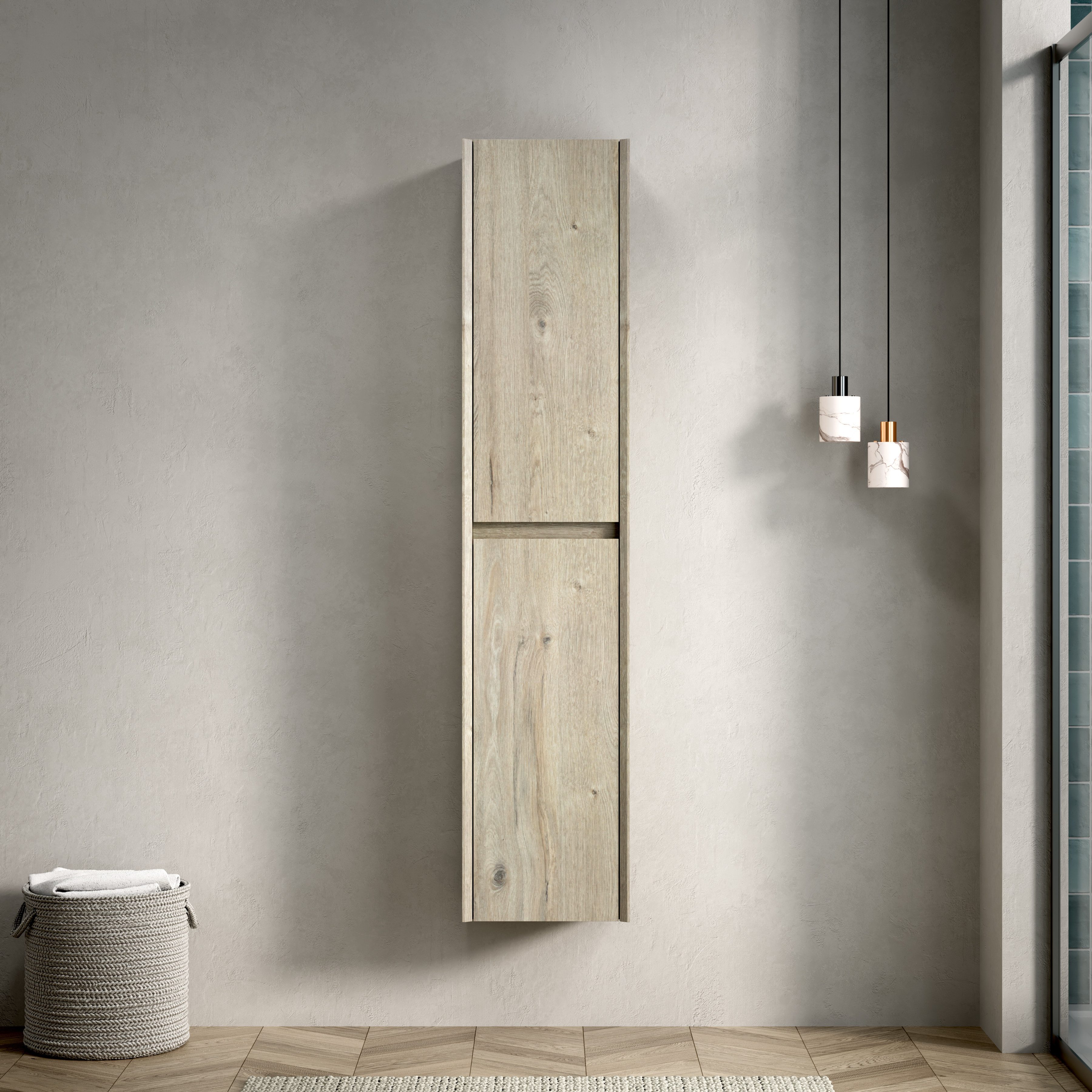 IDEASY Badkommode Badezimmer-Wandschrank schmal 2Türen 4Fächer Espresso