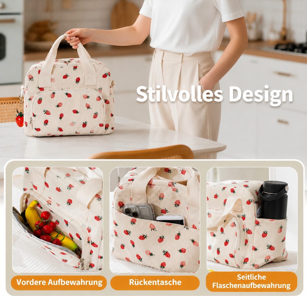 Diwzbyn Lunchbox Lunchbag 12L Isoliert, Kühltasche, Auslaufsicher, Wiederverwendbar, Mit verstellbarem Schulterriemen für Arbeit, Picknick & Outdoor – Bild 4 von 5