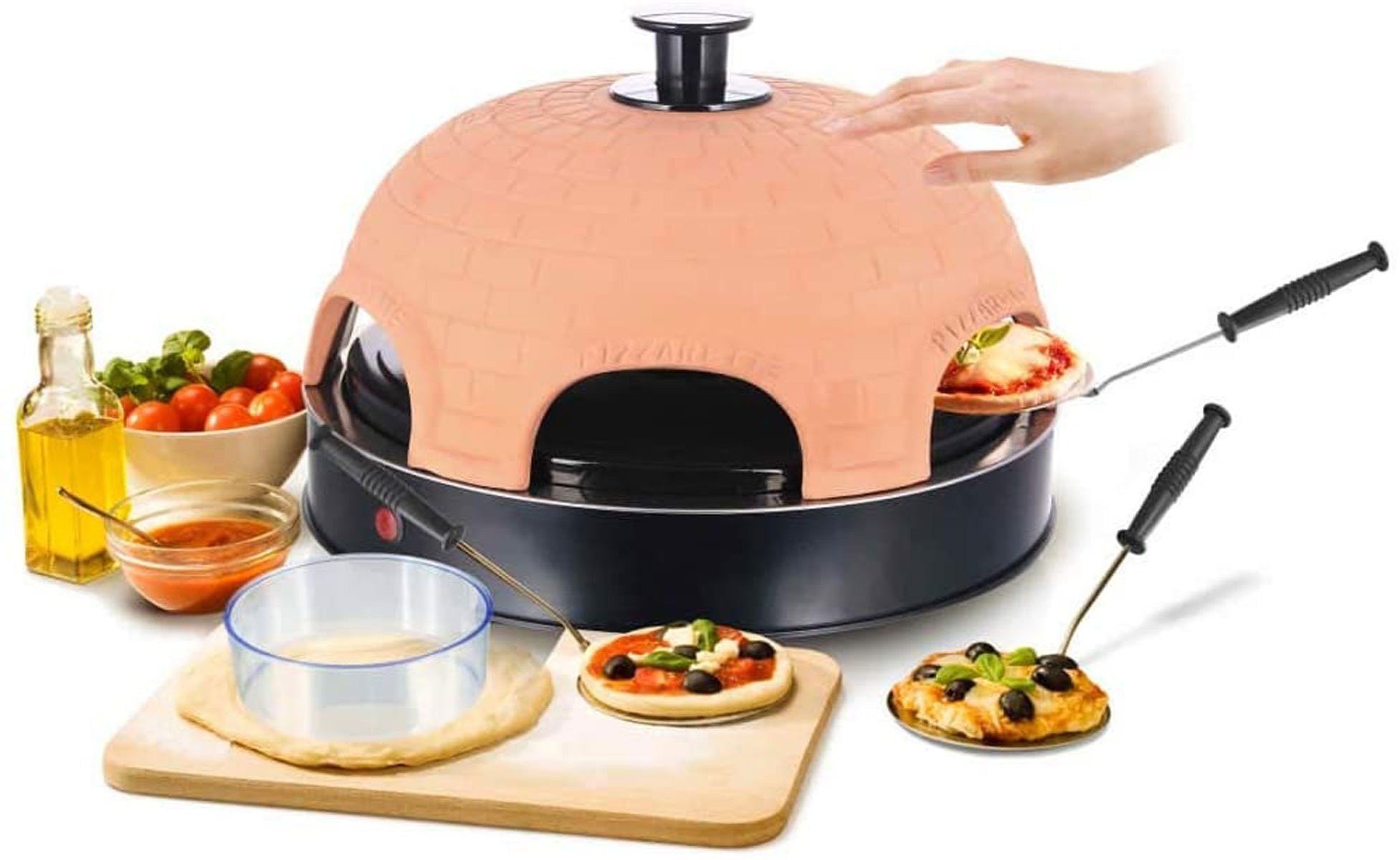 Emerio Standgrill Pizza-Ofen, PIZZARETTE PO-115984.8 für 6 Personen Mini-Pizza, 1200 W