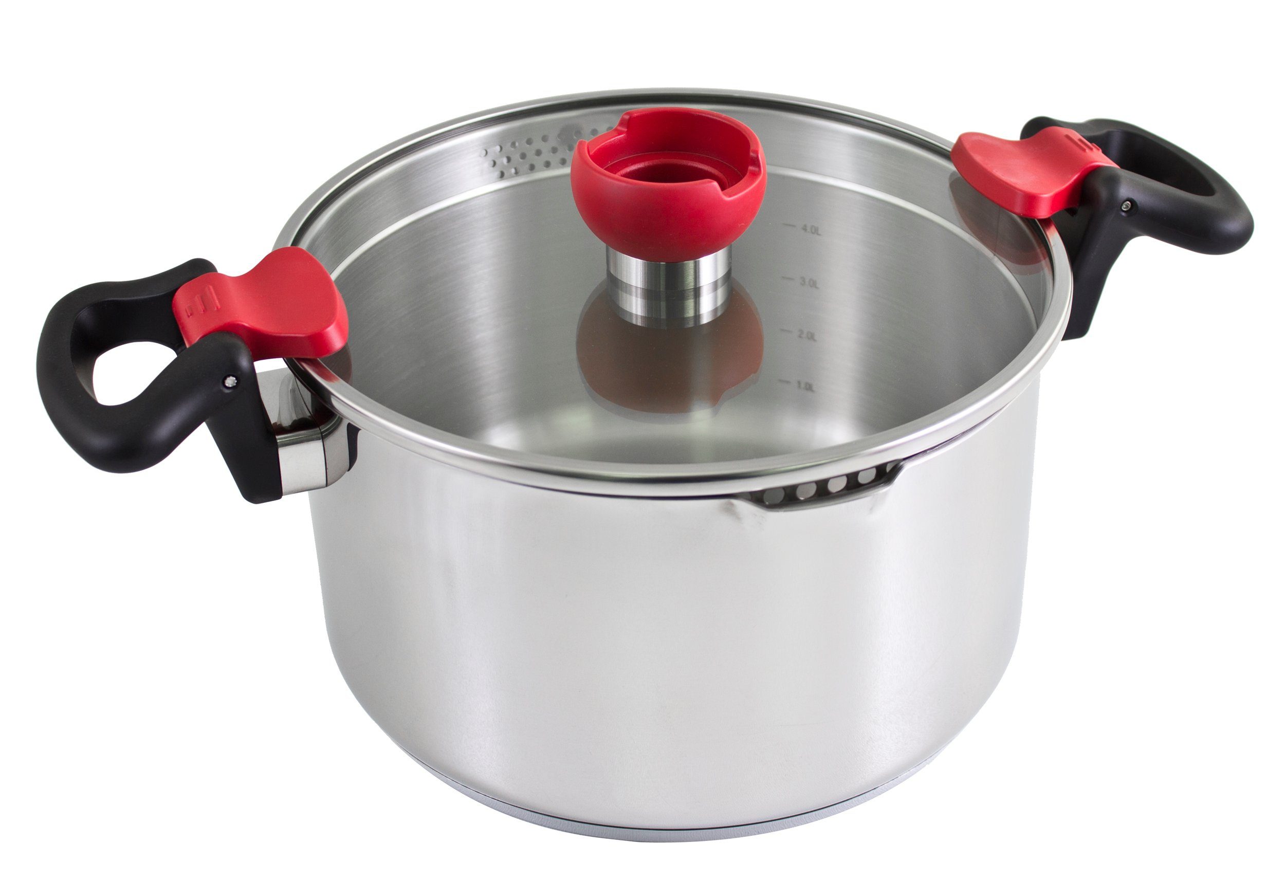 Kopf Topf-Set Kochtopfset Nelo 11-teilig, Edelstahl (11-tlg), inkl. 4 Glasdeckel, mit praktischer Ausgießhilfe, Induktion