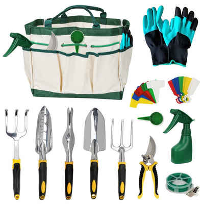 Clanmacy Gartenpflege-Set Gartenwerkzeug Set Ergonomischer Handschuhe Gartengeräte 12 Tlg