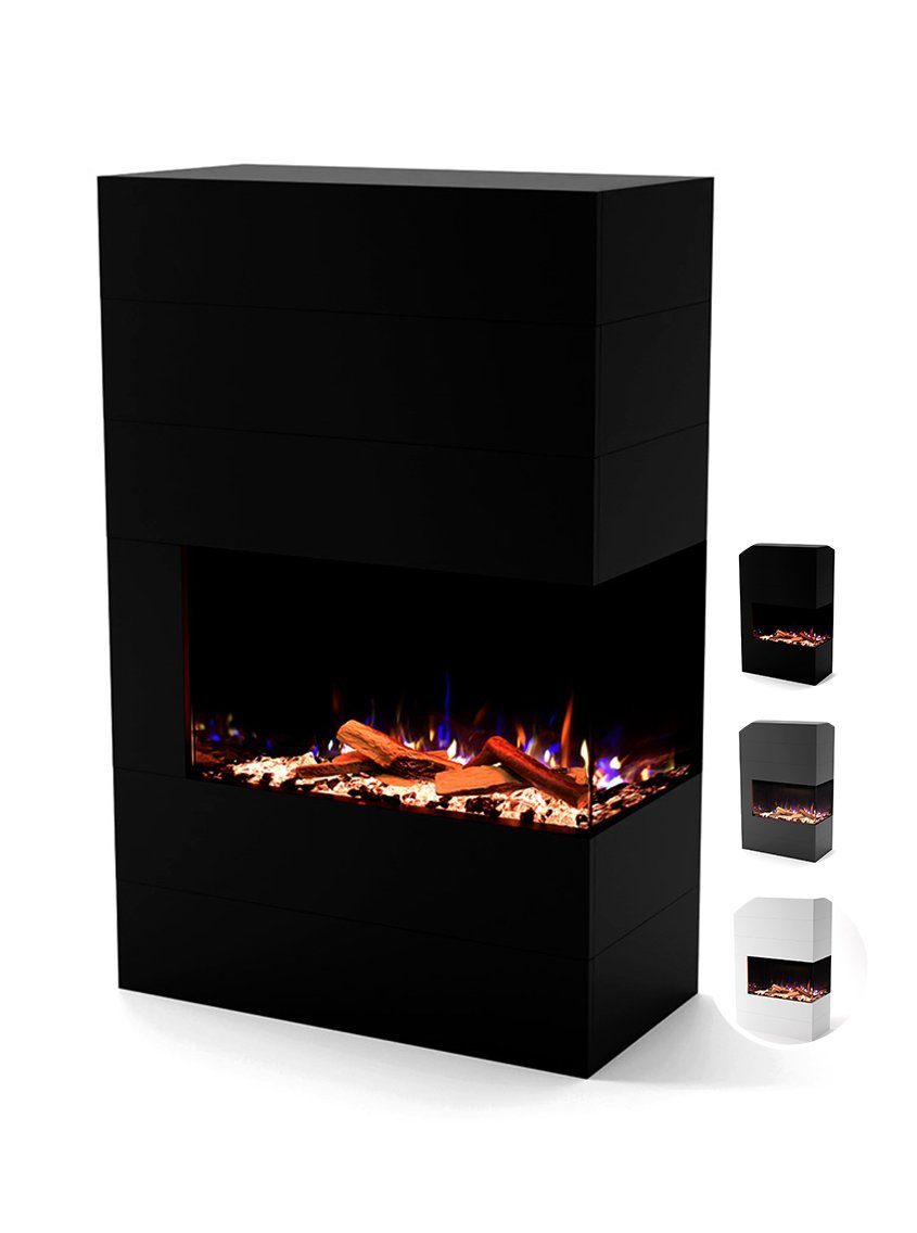 GLOW FIRE Elektrokamin LED E-Motion 3D - Portia, täuschend echte Flamme mit Heizung, 3 Dekorationen