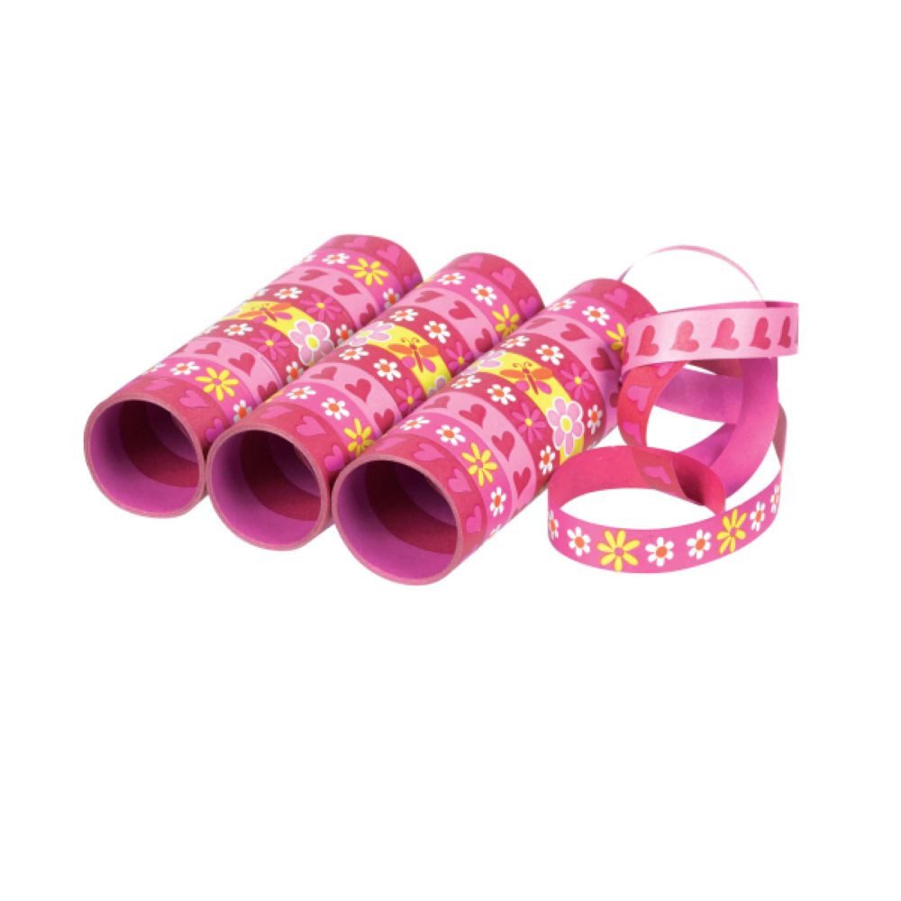 Amscan Hängedekoration Luftschlangen 'Blumen Pink', 4m / 3 Rollen