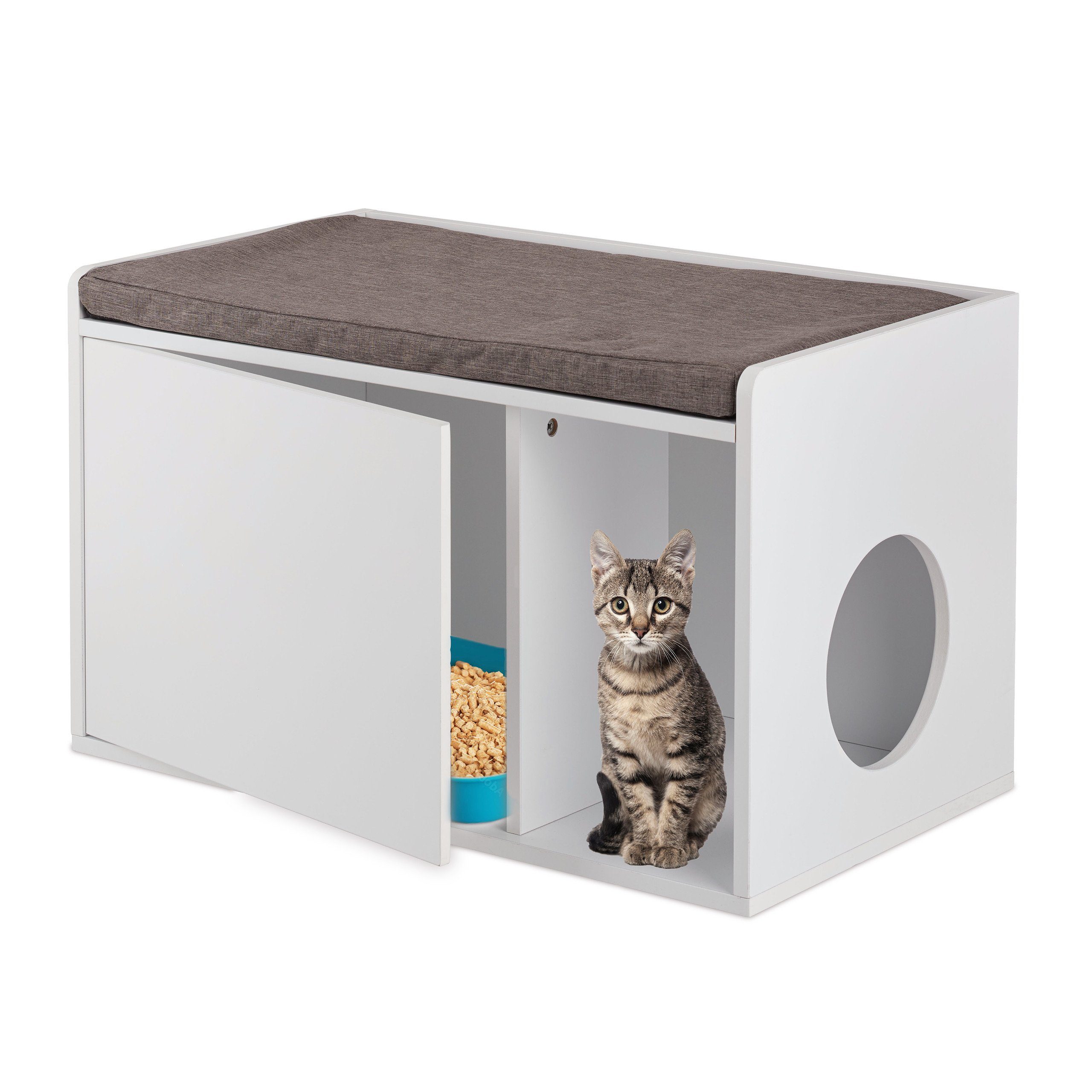 relaxdays Katzentoilette Katzenschrank mit Sitzauflage günstig online kaufen