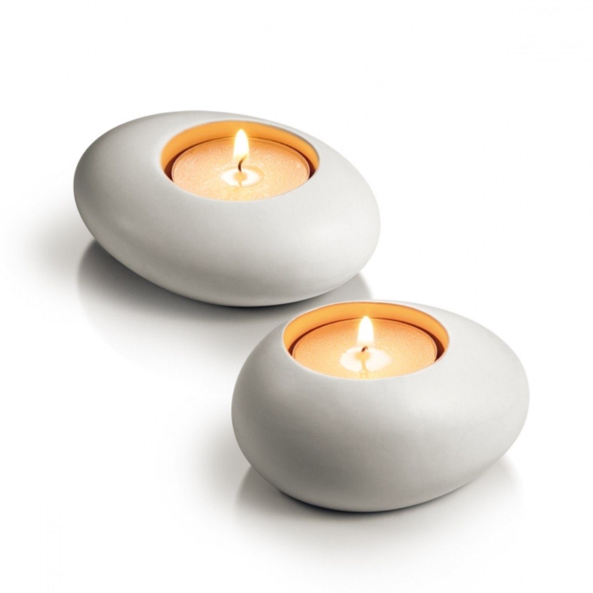 Tescoma Kerzenhalter Teelichthalter FANCY HOME Stones 2 St. (Spar-Set, 2 St., 2er Set), Aus erstklassigem Keramik Weiß | Kerzenständer