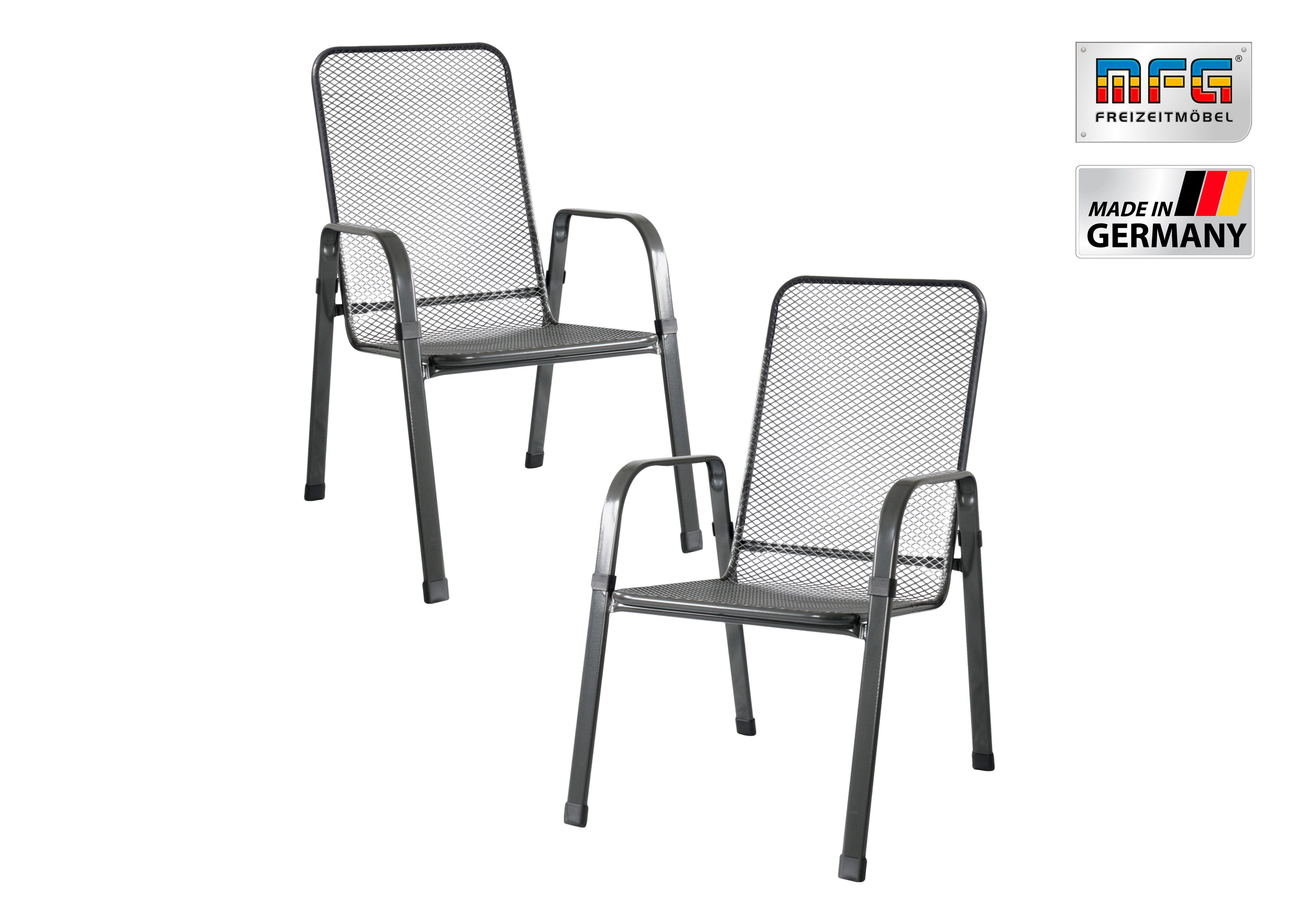 MFG Freizeitmöbel Stapelstuhl MFG Streckmetall-Stapelstuhl "Mac-Stor", 2-er Set (2 St)