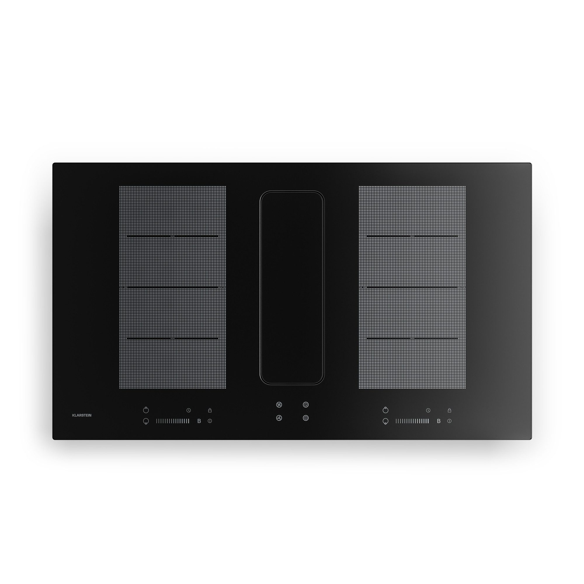 Klarstein Unterbauhaube ChefFusion 90cm Induktionskochfeld mit Dunstabzug 4 Platten Schwarz
