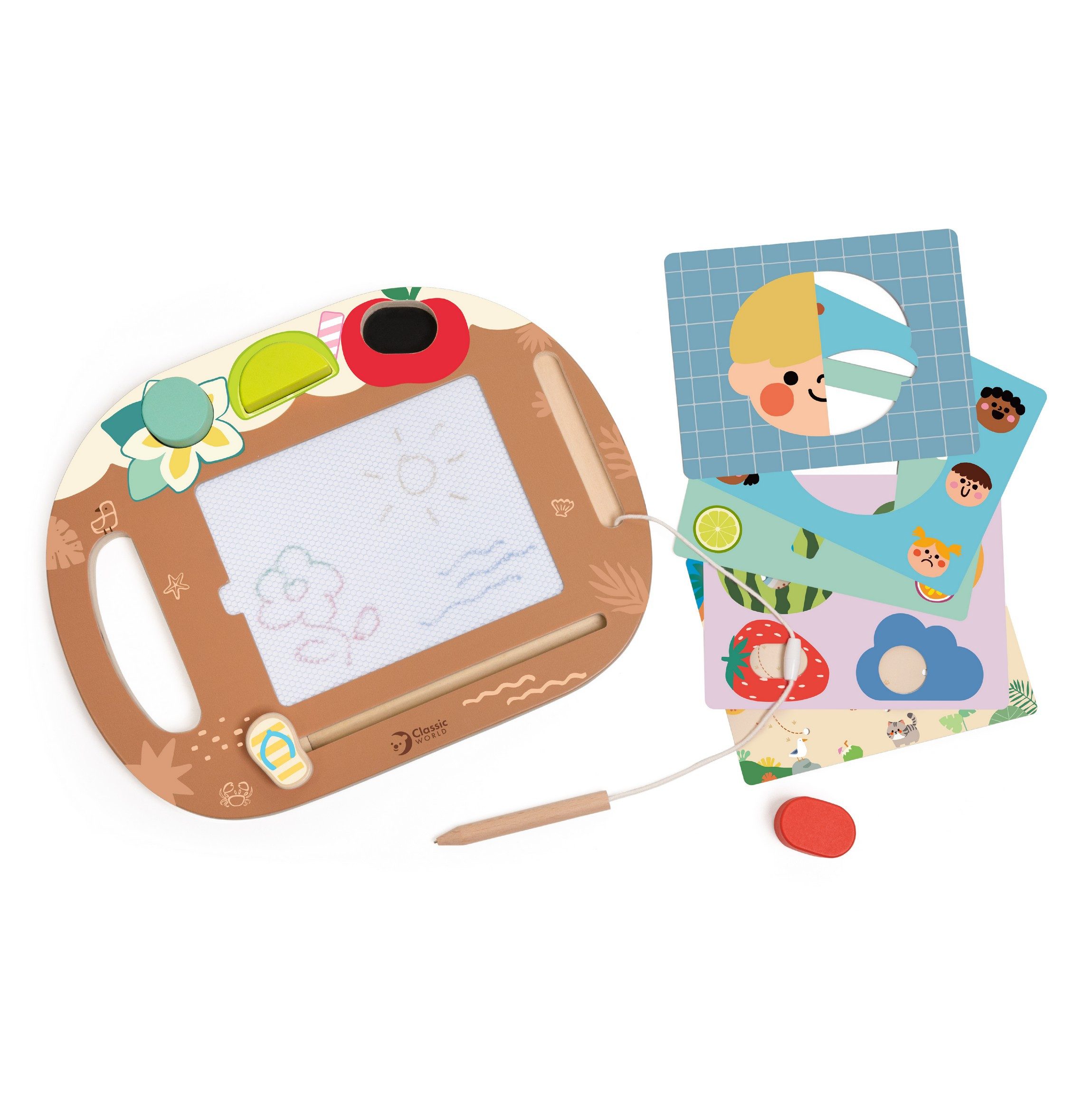 Classic World Zaubertafel Classic World - Magisches Zeichenbrett - 30,3x23,8x3,8 cm - 2Y+, (9-tlg., 9-teiliges Set)