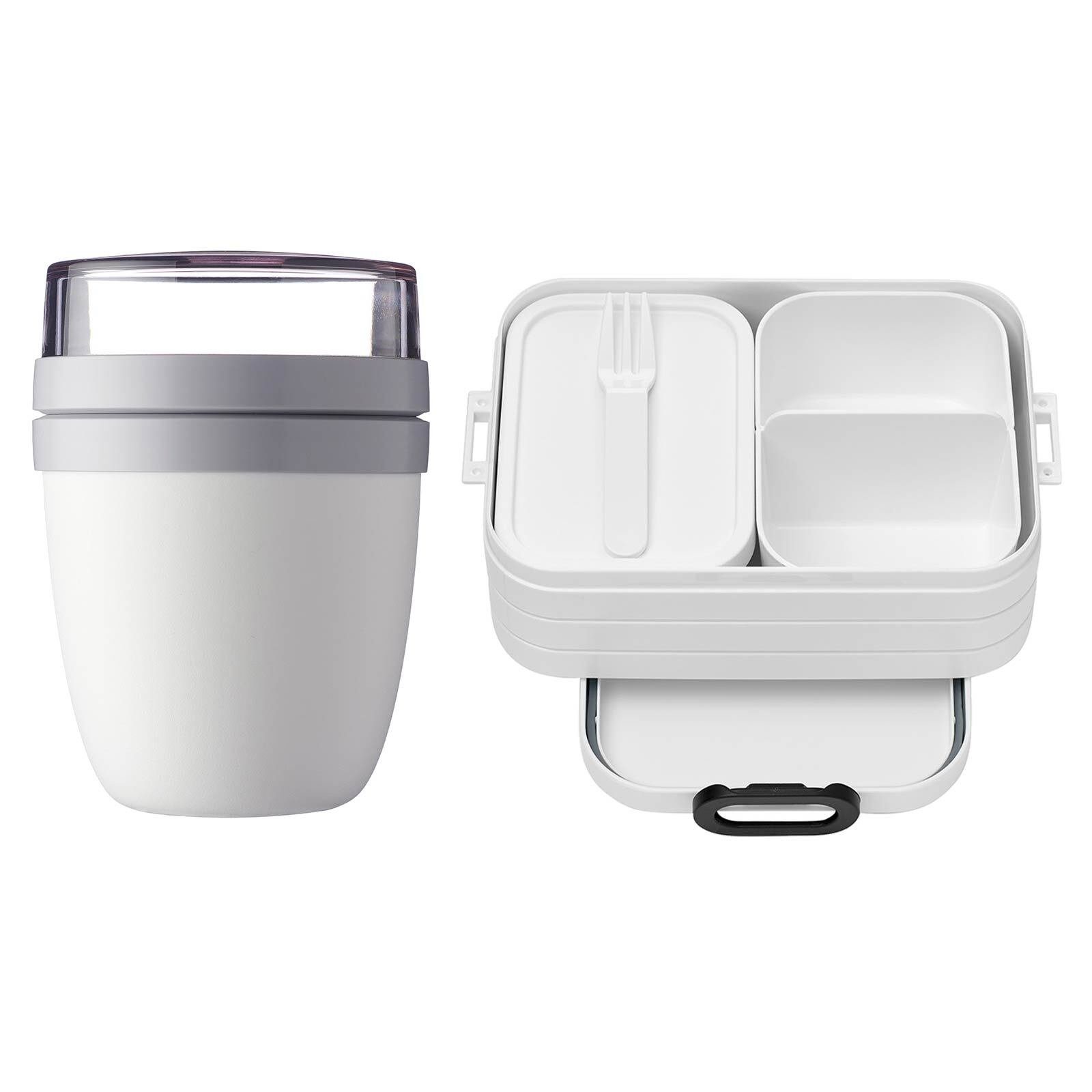 Mepal Lunchbox Ellipse + TAB Lunchpot + Bento-Brotdose 2er Set, Kunststoff, (2-tlg), Spülmaschinengeeignet Nordic White