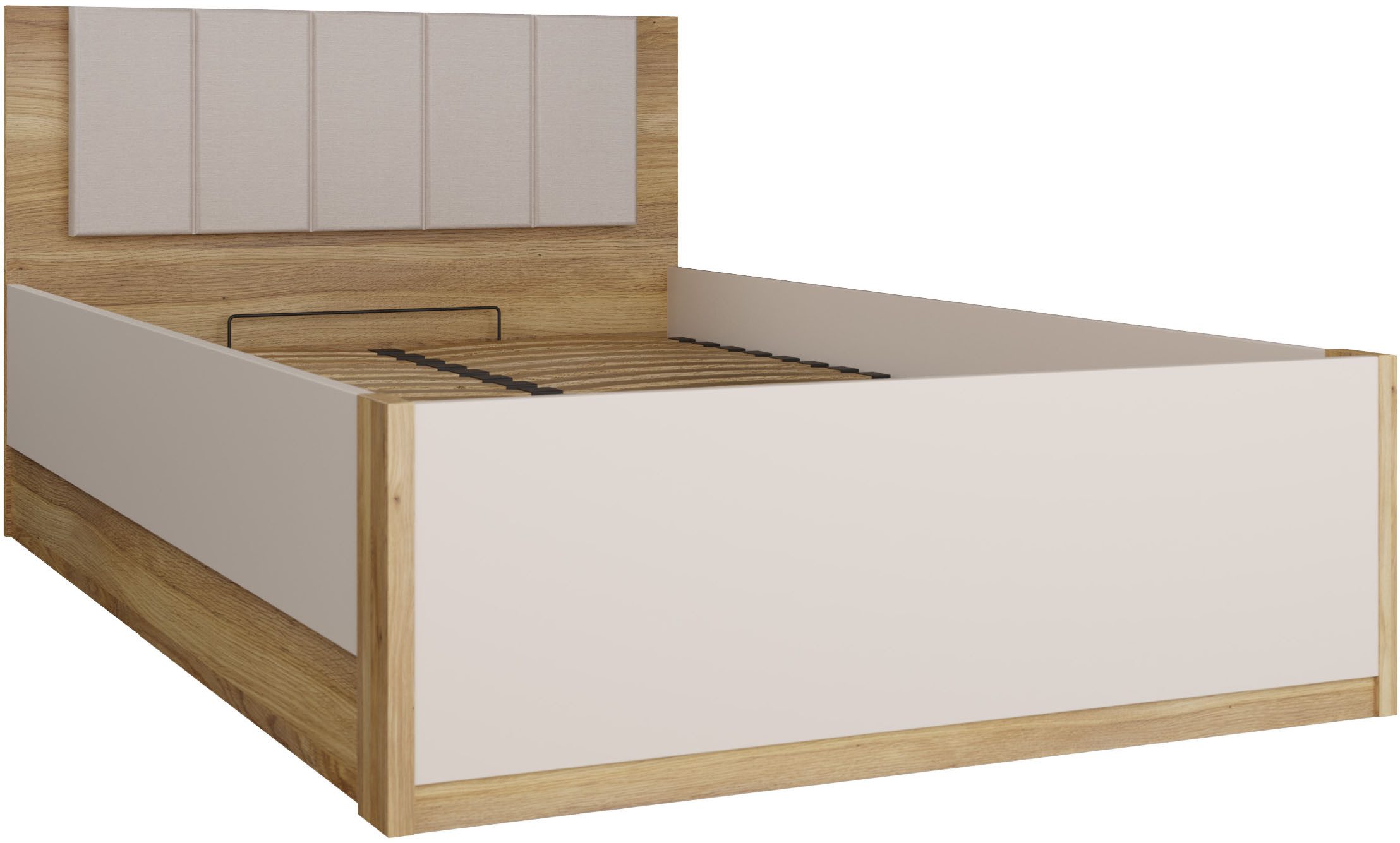 FORTE Bettgestell Oak Squere, B/H/T :125,8/90/205,2 cm aufklappbarer Lattenrost, Stauraum