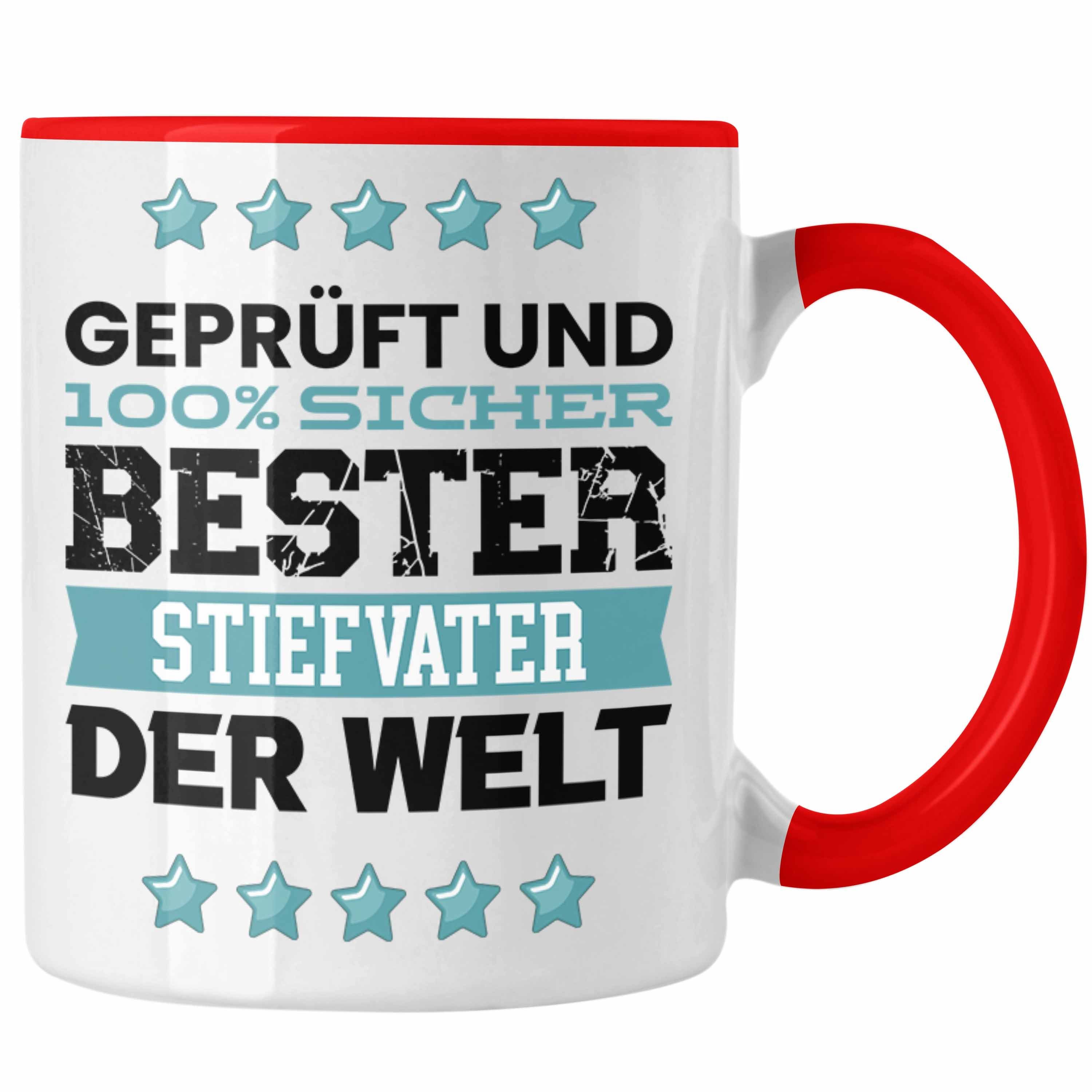 Trendation Tasse Trendation - Bester Stiefvater Der Welt Geschenk Tasse für Vatertag Ge Rot