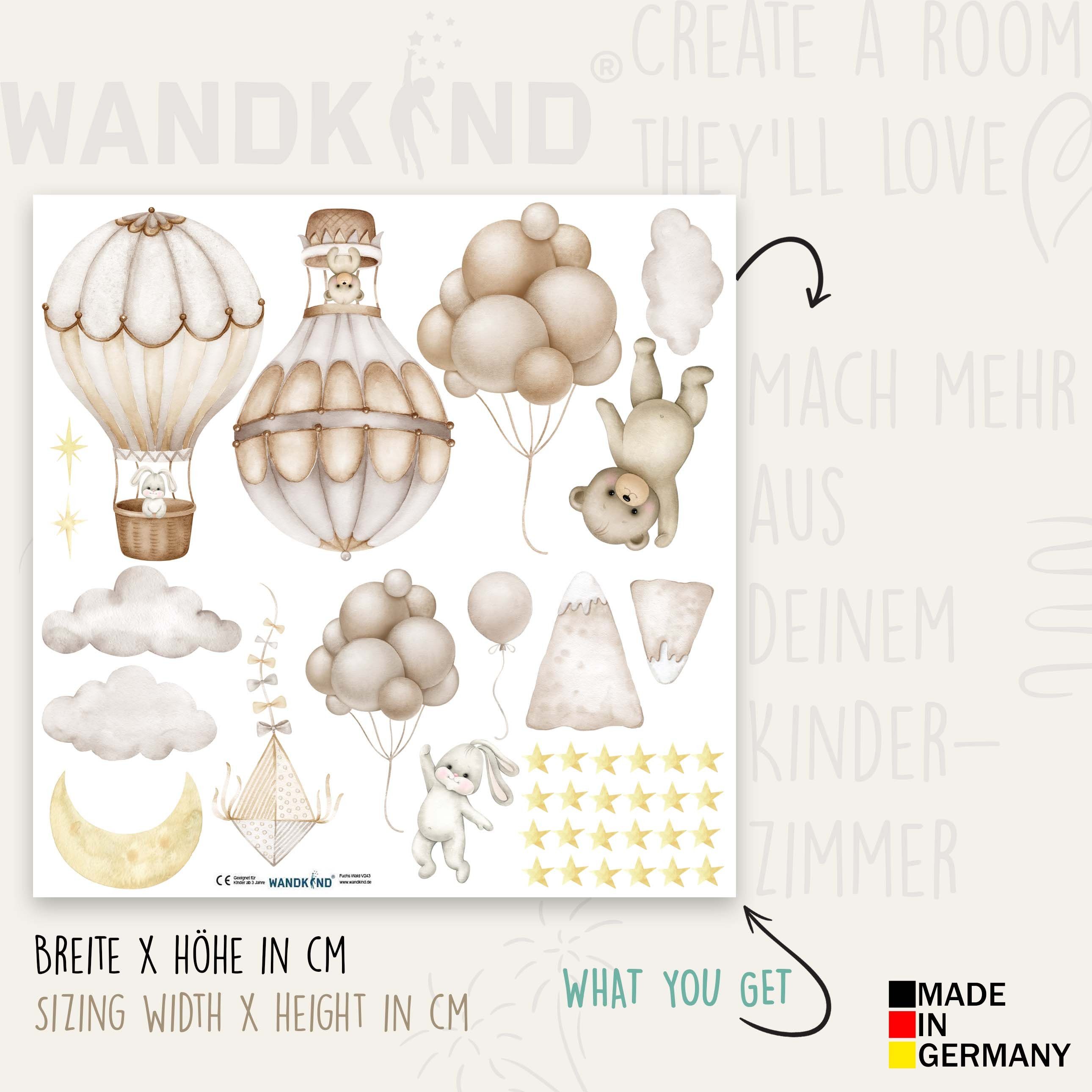WANDKIND Wandtattoo Heissluftballon Tiere V396 (Bär), Selbstklebend günstig online kaufen