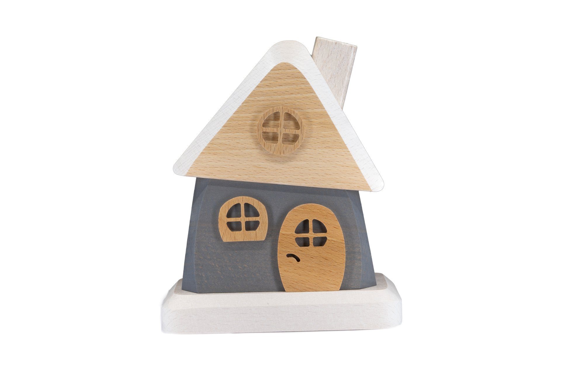 Holzwaren Egermann Räucherhaus großes Räucherhaus grau - 15cm, erzgebirgische Räucherdeko aus Holz - Made in Germany