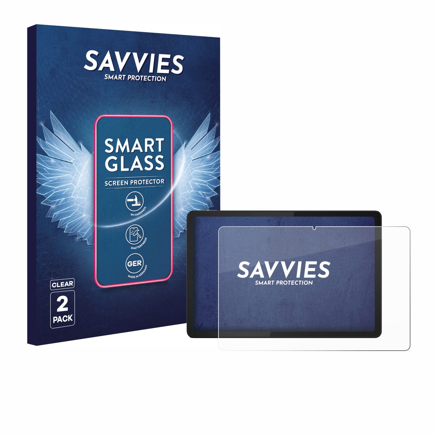 Savvies Displayschutzglas Schutzglas Panzer für Lenovo Tab M11, 2 Stück, Schutzfolie Display Schutz Glas Folie klar