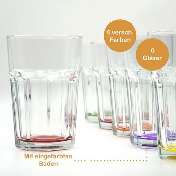 what the shop Gläser-Set Caipirinha Cocktailglas, farbiger Boden, transparent 300ml 6 Stück