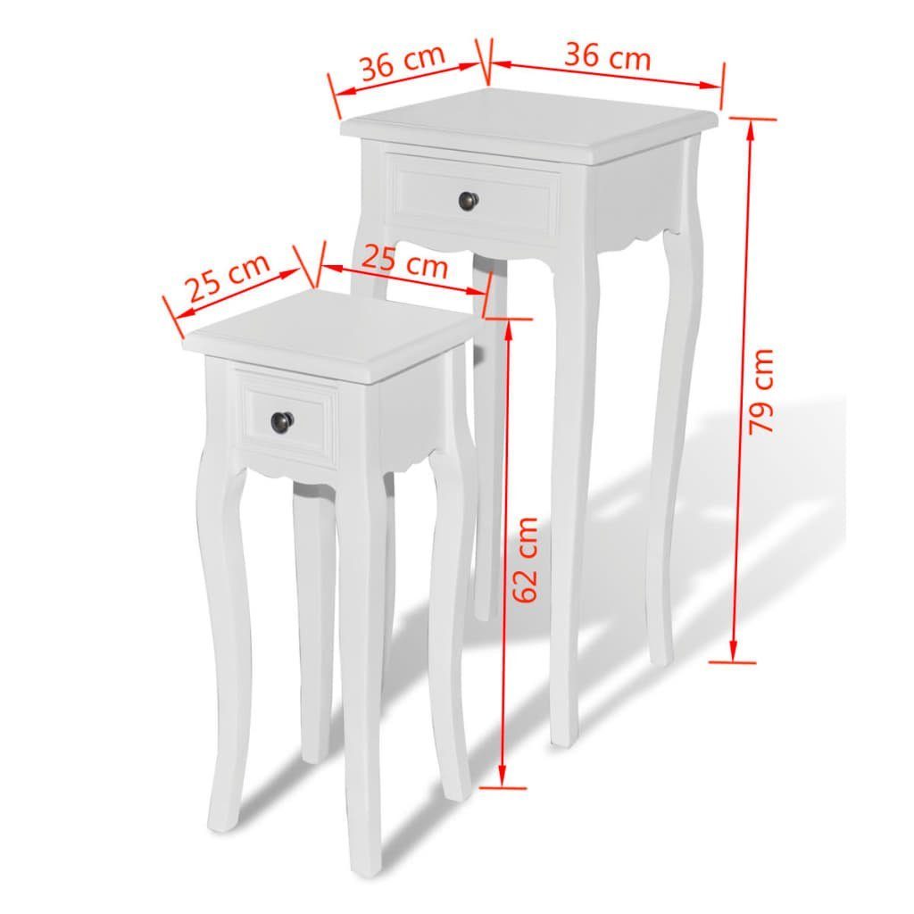 Beistelltisch (2-St) Weiß Satztisch-Set 2-tlg. vidaXL mit Schublade