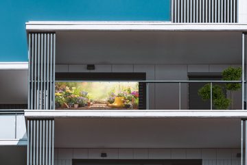 MuchoWow Balkonsichtschutz Blumen - Farben - Gartengeräte (1-St) Balkonbanner, Sichtschutz für den Balkon, Robustes und wetterfest