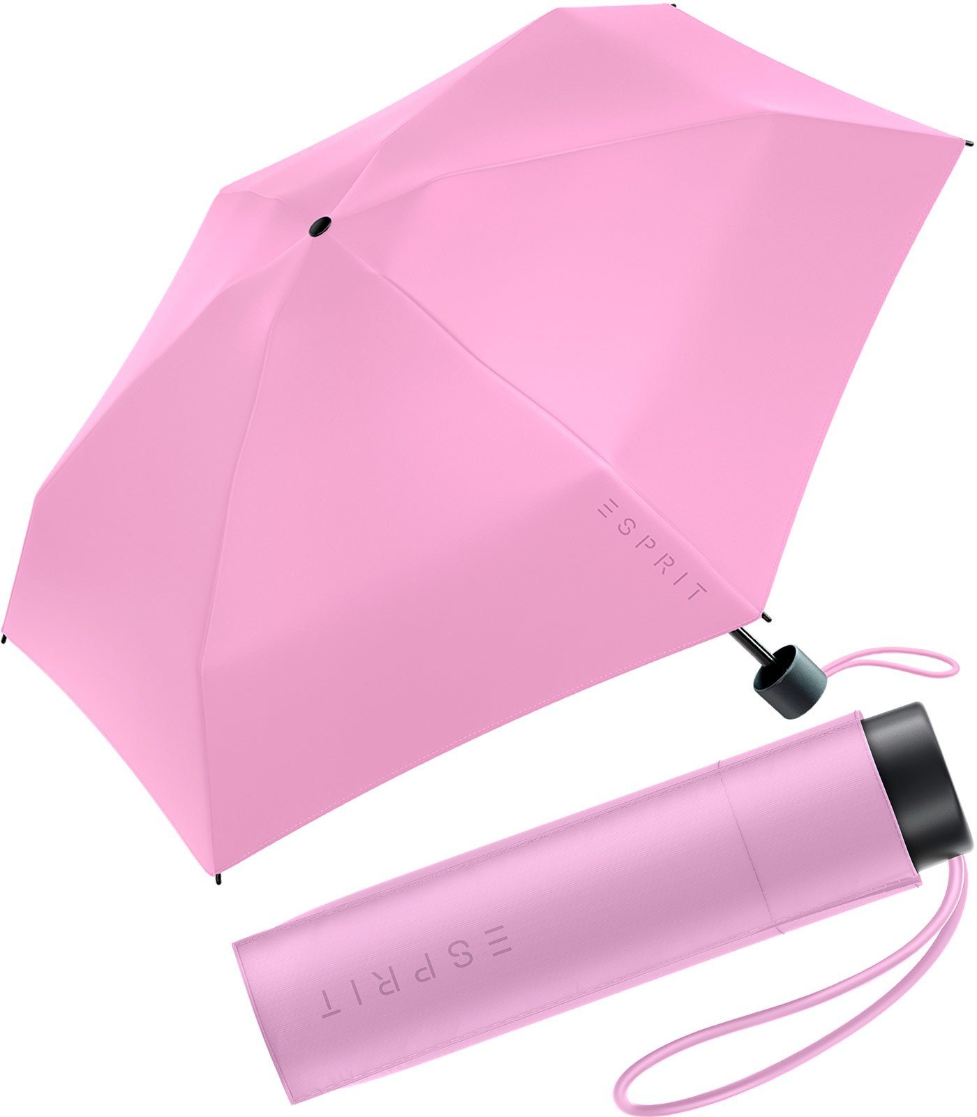 Esprit Taschenregenschirm Damen Super Mini Regenschirm Petito FJ 2023, winzig klein, in den neuen Trendfarben violett