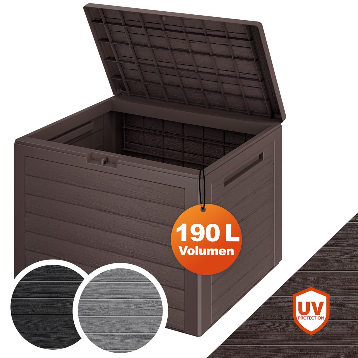 Casaria Auflagenbox Lille - braun (1 St), 190L UV-beständig Griffmulden Ver günstig online kaufen