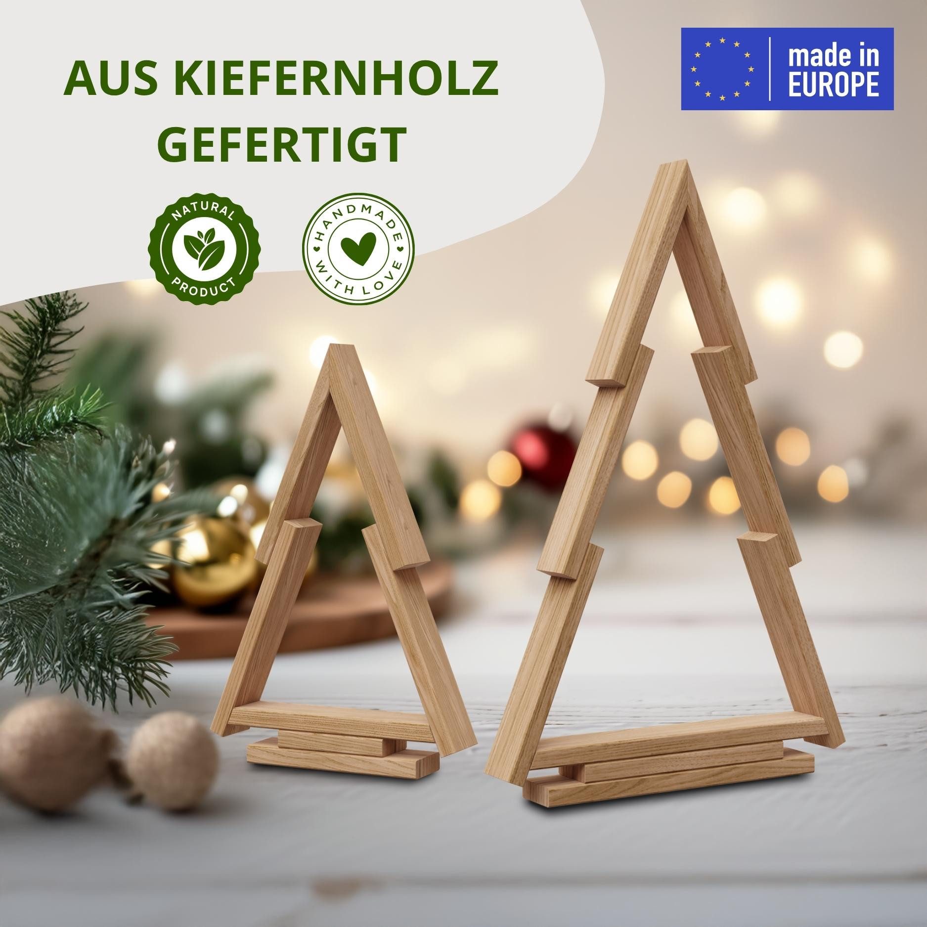 Floranica Weihnachtsfigur Deko Weihnachtsbaum Weihnachtsdeko Christbaum Weihnachtsdekoration (Fertiggebaut, 1 St., Unbehandelt), Handgemacht aus Holz Tannenbaum für Innen und Außen Weihnachtsschmuck