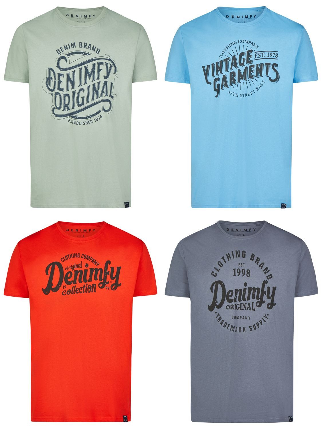 DENIMFY T-Shirt Herren Printshirt DFNuri Regular Fit (Vorteilspack, 4-tlg) günstig online kaufen
