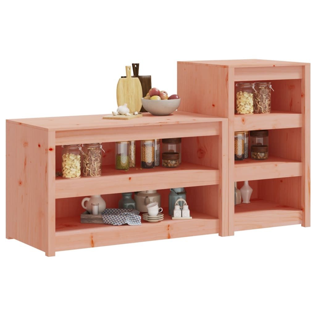 furnicato Outdoor-Küchenmodul Outdoor-Küchenschrank aus massivholz 106x55x64 cm & 55x55x92 cm natur (2-St) Witterungsbeständige Küchenkommode mit Ablage und viel Stauraum