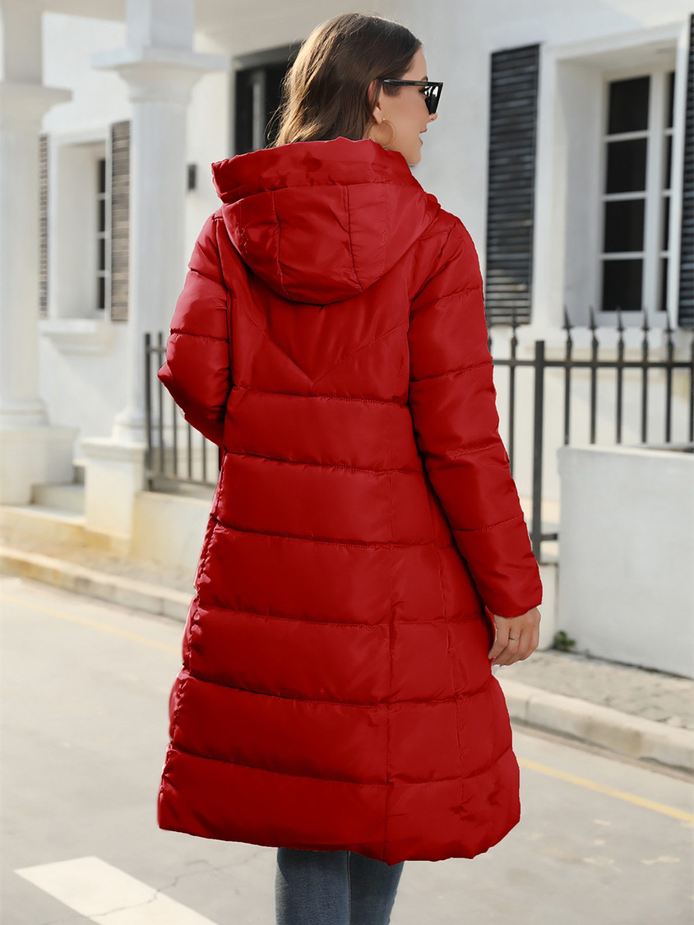 DEBAIJIA Wintermantel Damen Wintermantel mit Kapuze Jacke lange warme Gesteppte Dicke