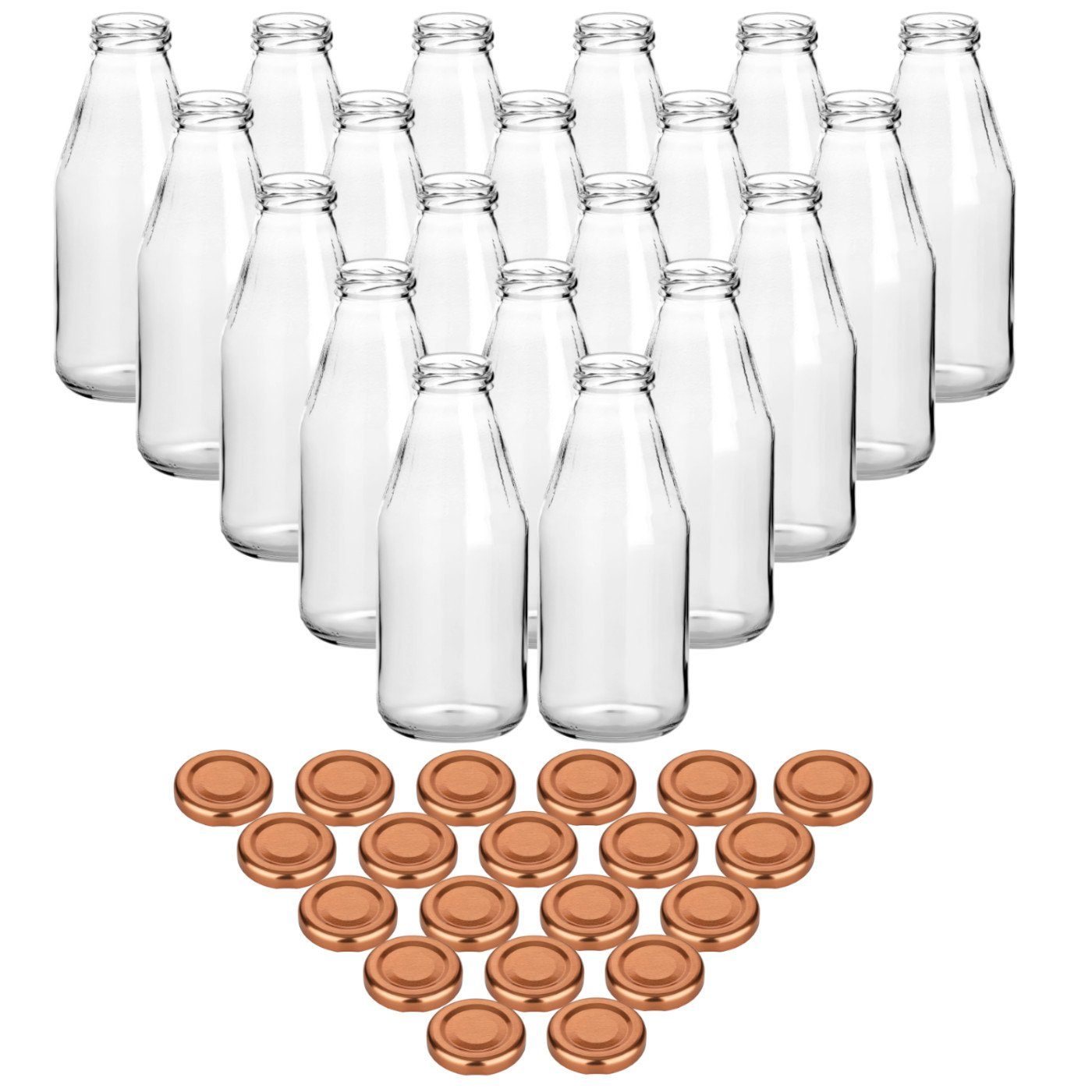 Gouveo Glasflaschen 500ml - 12er Set Caesar Antik Mit Silberdeckel