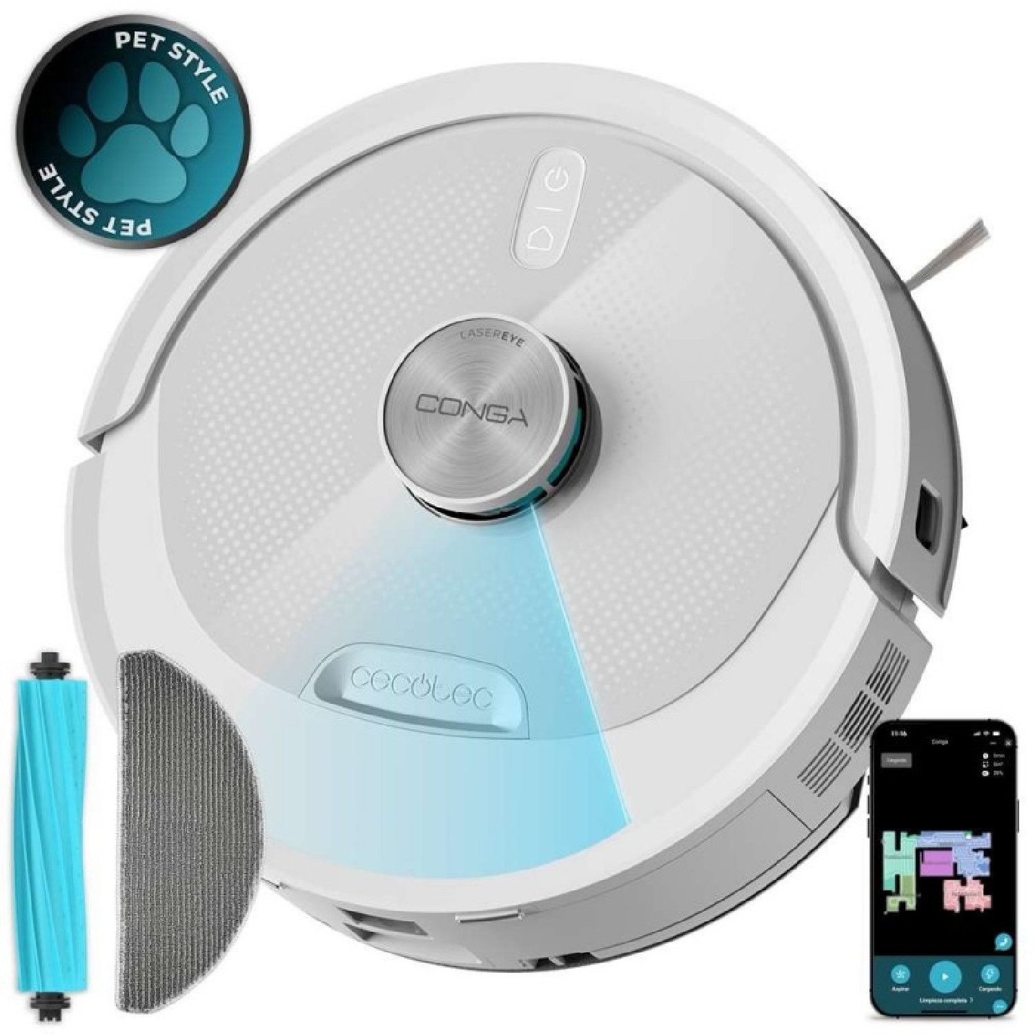 Cecotec Nass-Trocken-Saugroboter Conga M80 Pearl