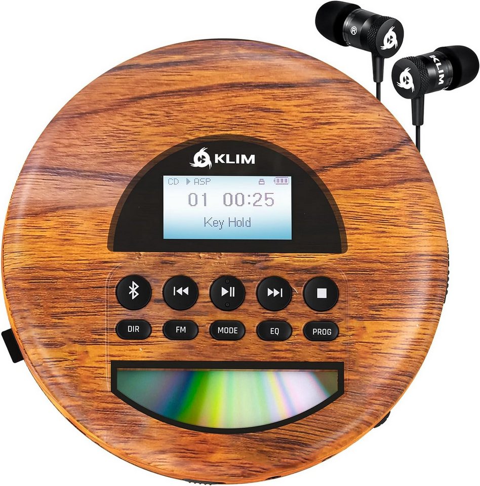 KLIM Nomad tragbarer CD-Player (Bluetooth, tragbarer Discman mit Kopfhörer, Ideal für Autos, MP3)