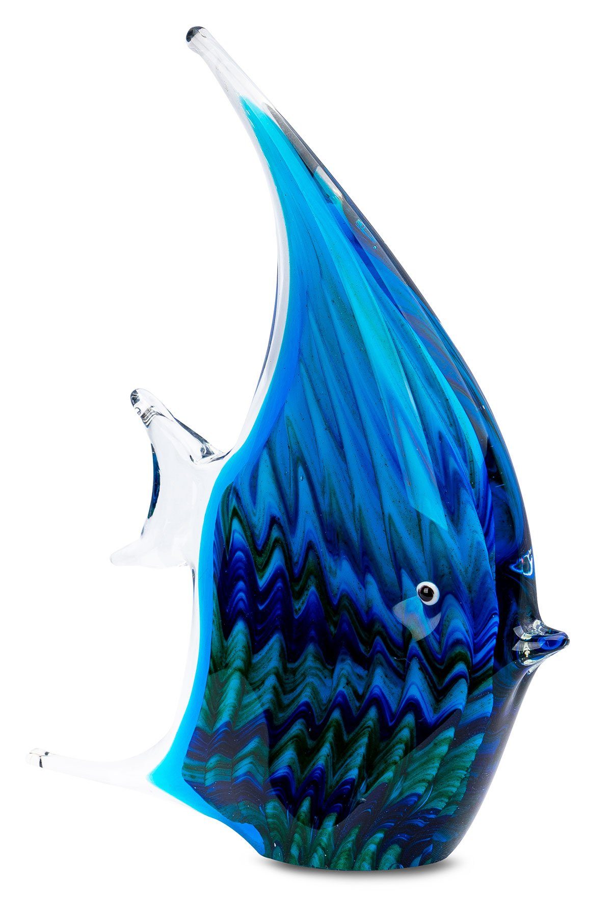Levandeo® Glas Skulptur, Glasfigur levandeo Glaskunst Blau BxHxT Fisch 16x21x4cm Skulptur