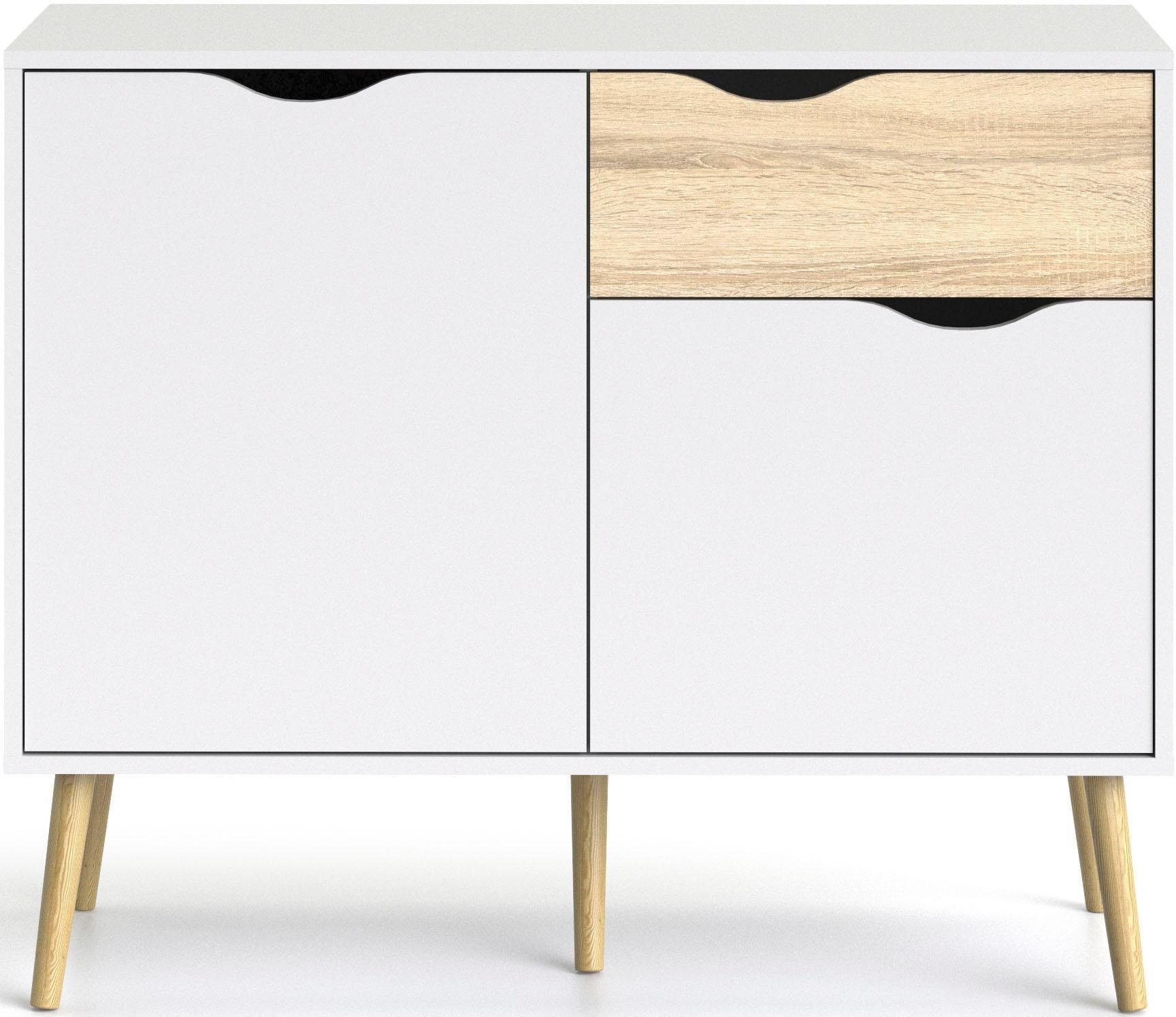 andas Sideboard Oslo Aufbewahrung, Schubladenschrank, Kommode mit 2 Türen, 1 Schublade, Breite 99 cm, Höhe 81 cm