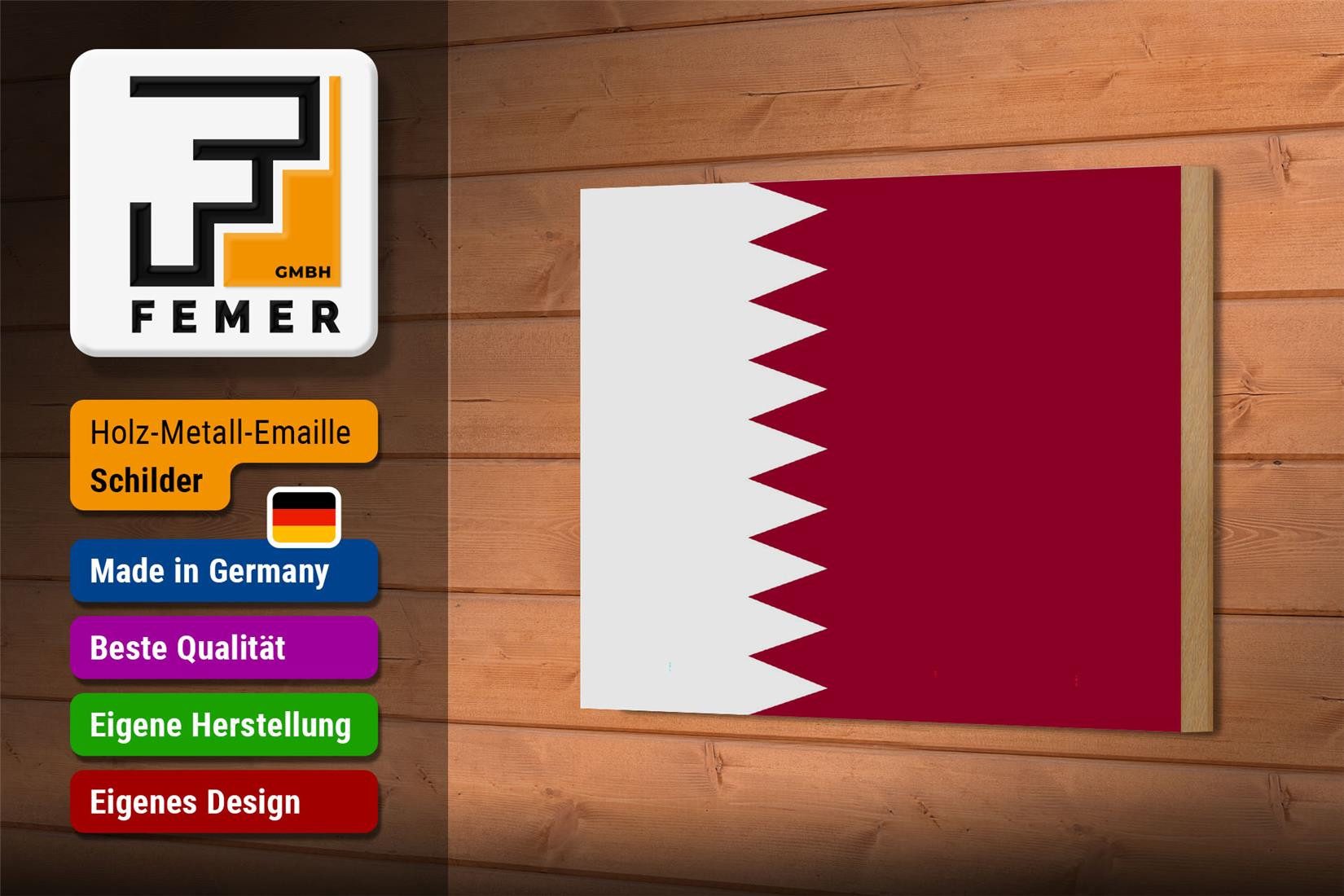 Femer GmbH Holzbild Flagge Katars 18x12 cm Flag of Qatar, Flaggen (1 St), Glatte Holzfaserplatte (MDF), vorn beschichtet