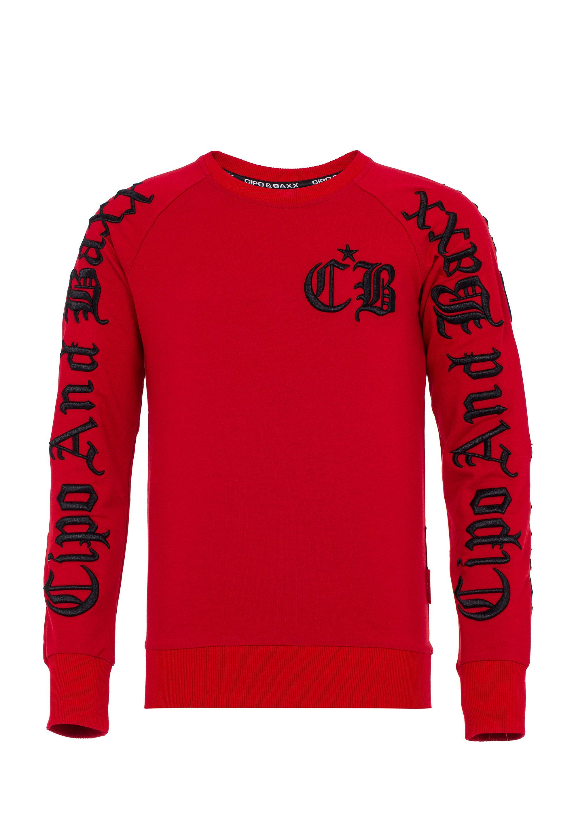 Cipo & Baxx Sweatshirt Stickerei mit cooler rot-schwarz