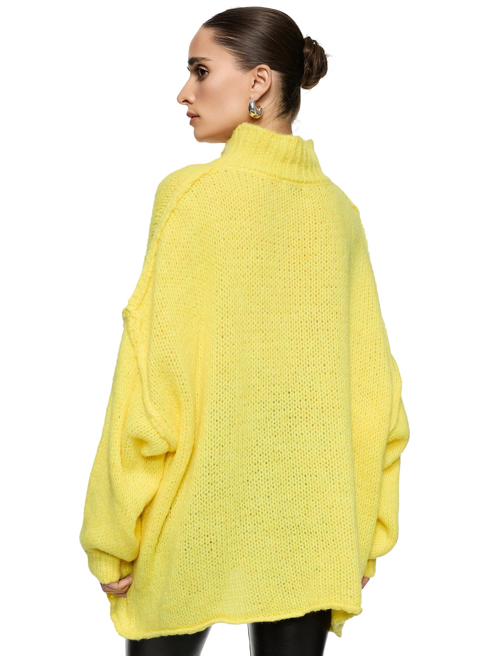 Worldclassca Longpullover WORLDCLASSCA Damen Oversize Strickpulllover Lang Pulli mit Steh Kragen Neue Kollektion - Stilvolle und gemütliche Strickmode für Damen